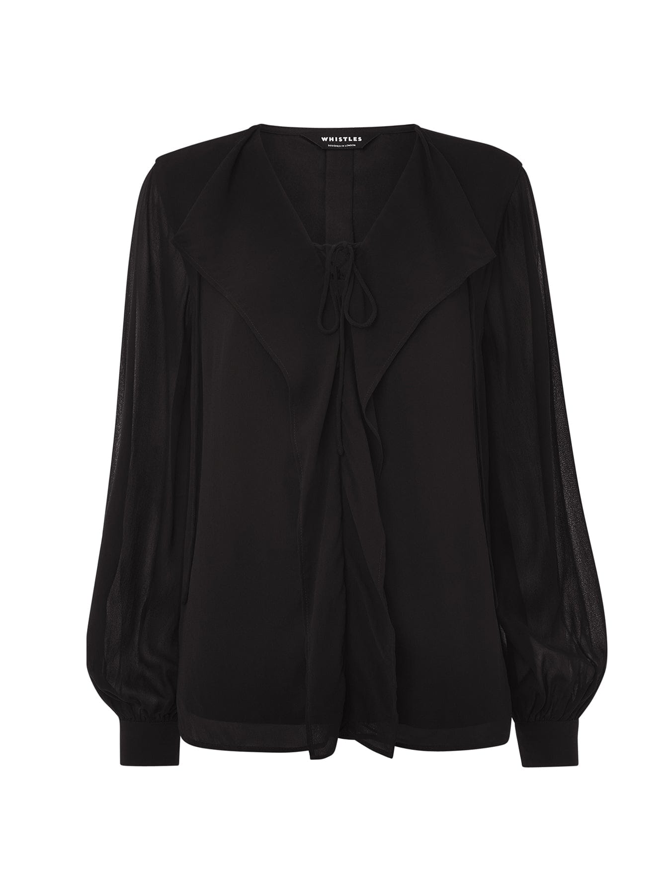 Whistles Sheer Frill Blouse Black