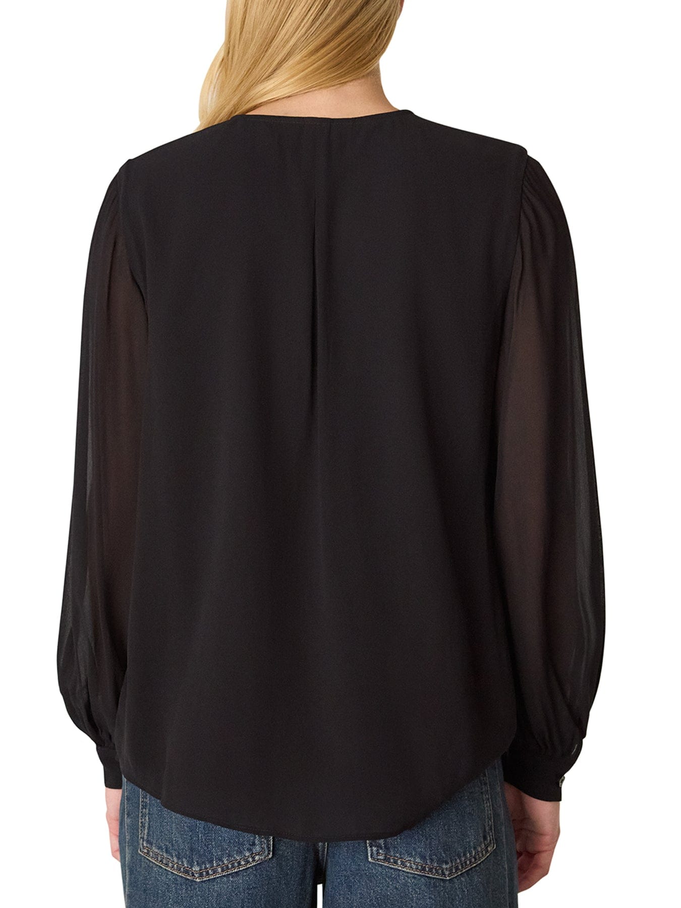 Whistles Sheer Frill Blouse Black