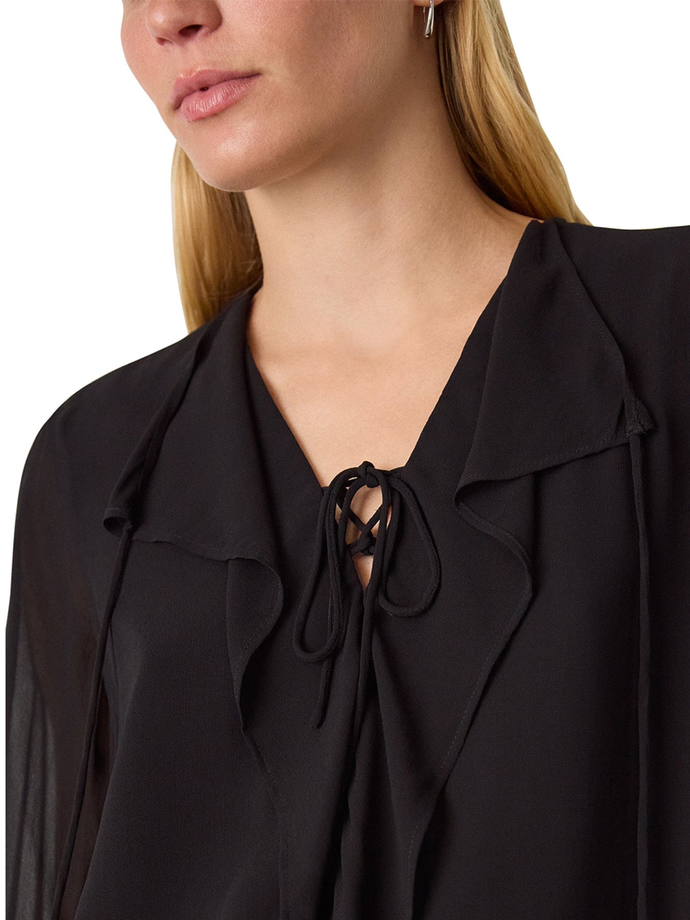 Whistles Sheer Frill Blouse Black