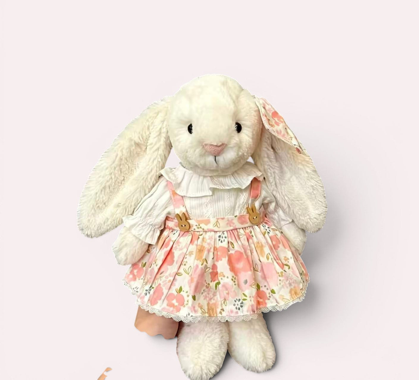 Jellycat 31 cm Bunny Pink Floral Pinafore Dress with White Blouse Set
