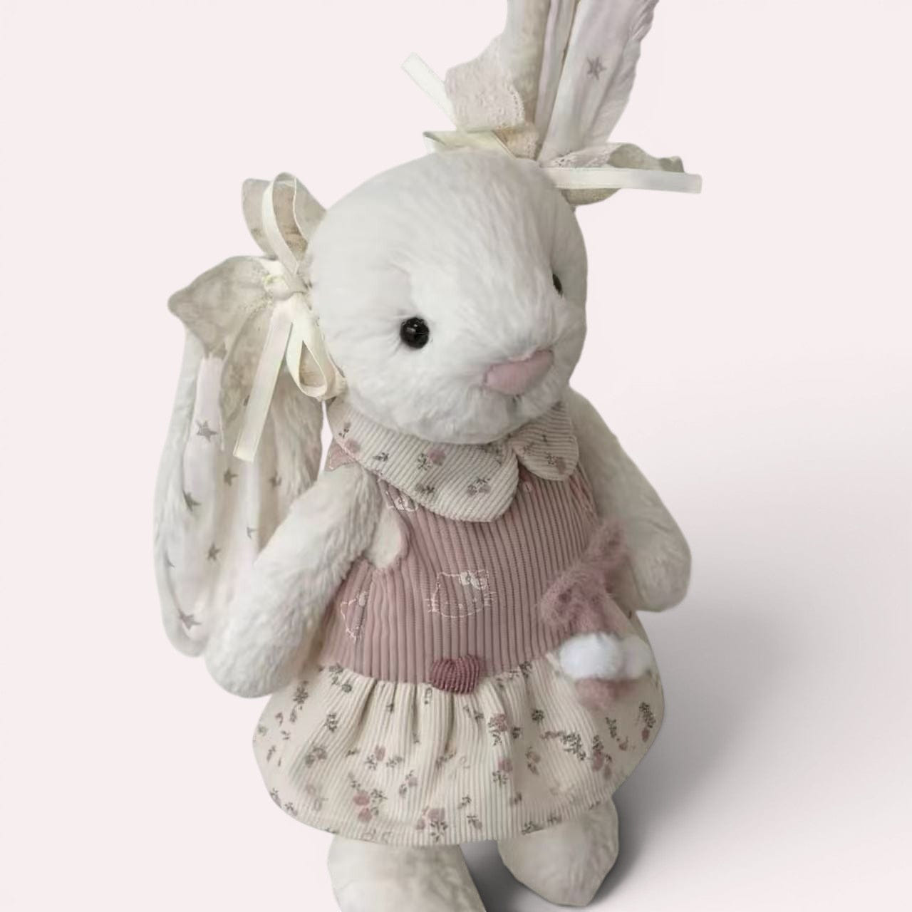 Jellycat 31 cm Bunny Pink Floral Corduroy Dress with Star Ear Bows Set