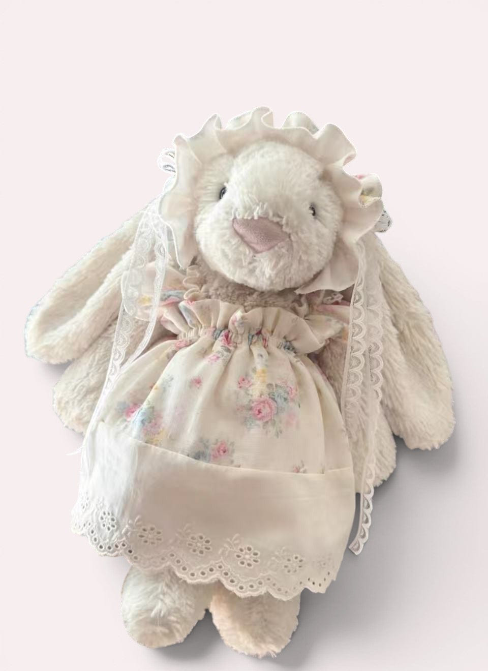 Jellycat 31 cm Bunny Retro Rose Floral Maid Dress with Lace Bonnet Set