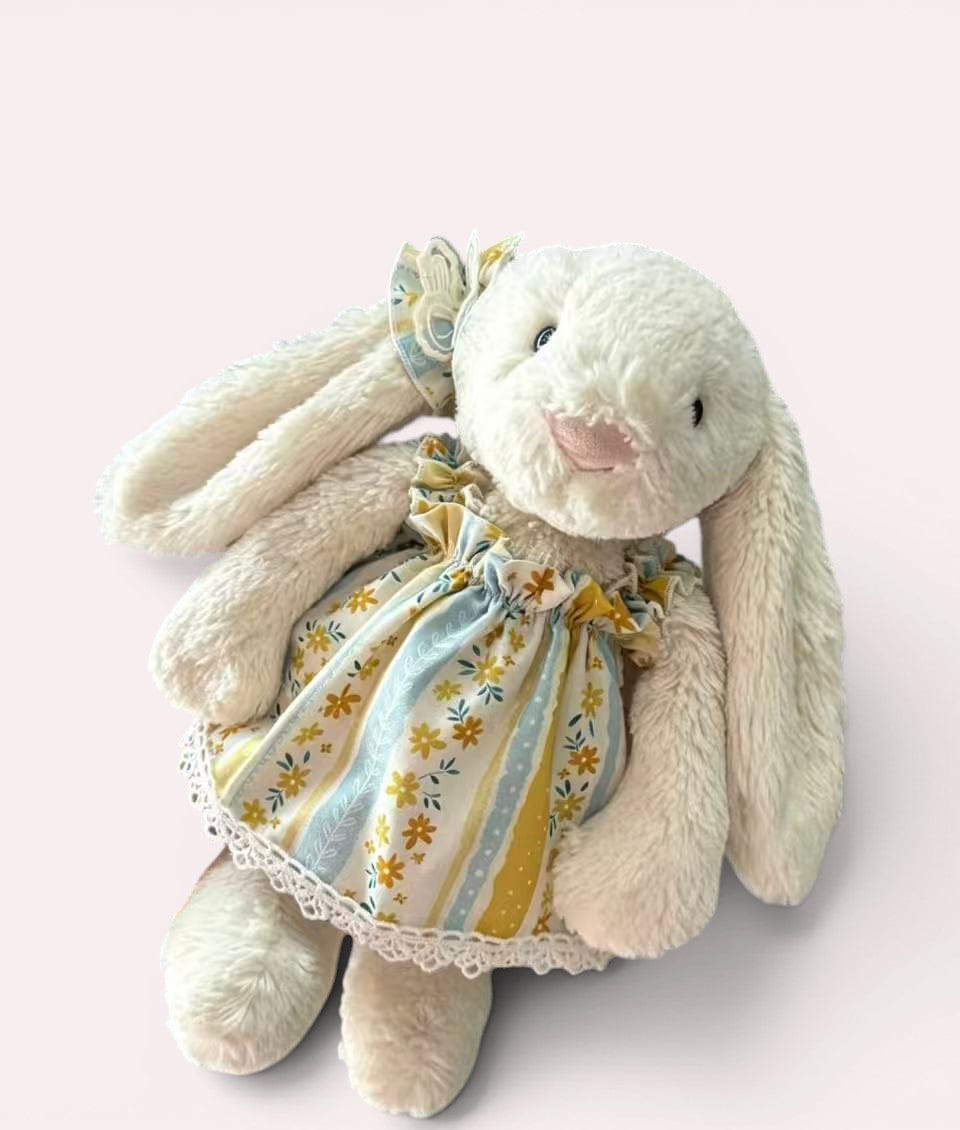 Jellycat 31 cm Bunny Yellow Blue Stripe Floral Camisole Dress