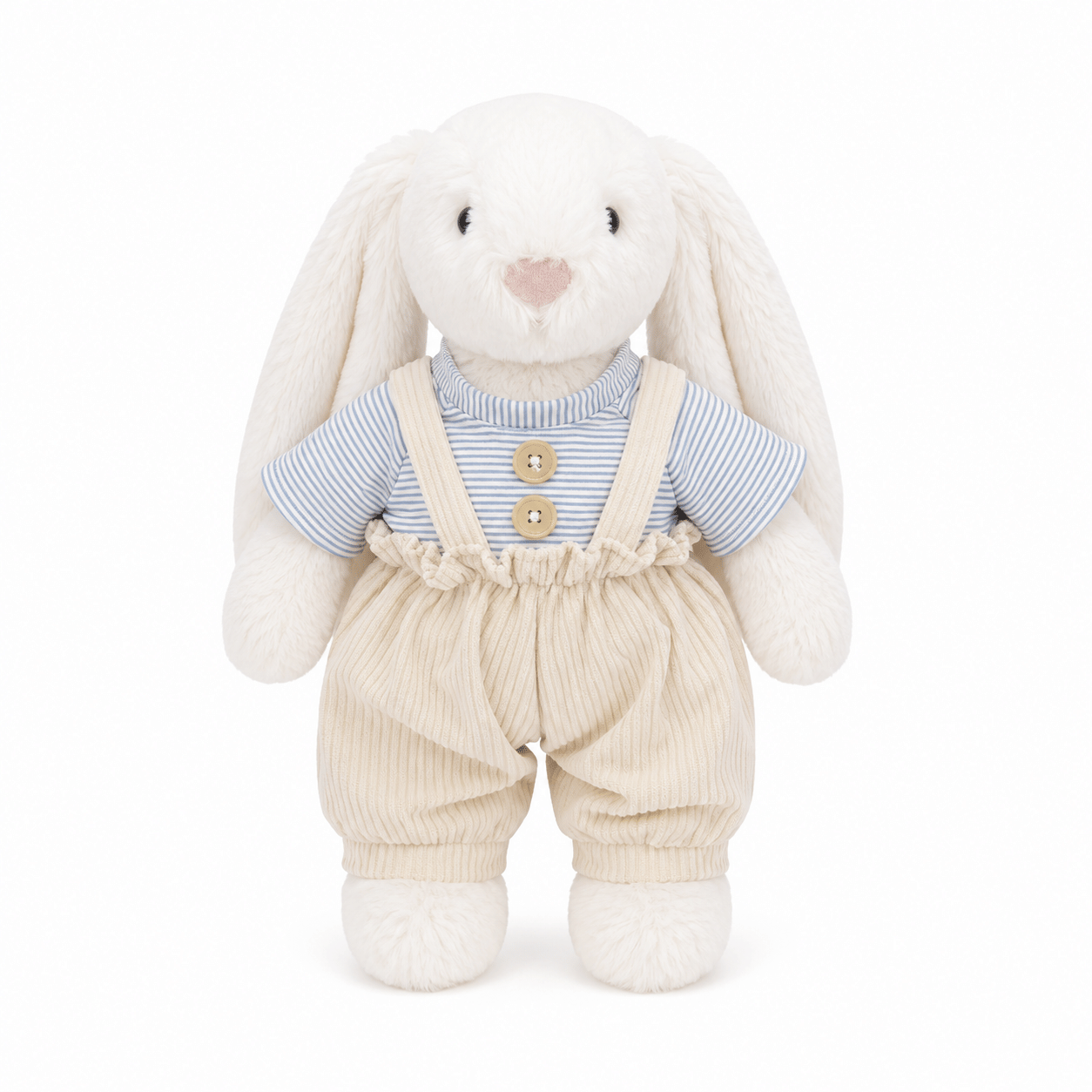 Jellycat Beige Suspender Bunny Outfit for 31 cm Jellycat Bashful Bunny | Striped Top & Suspender Pants