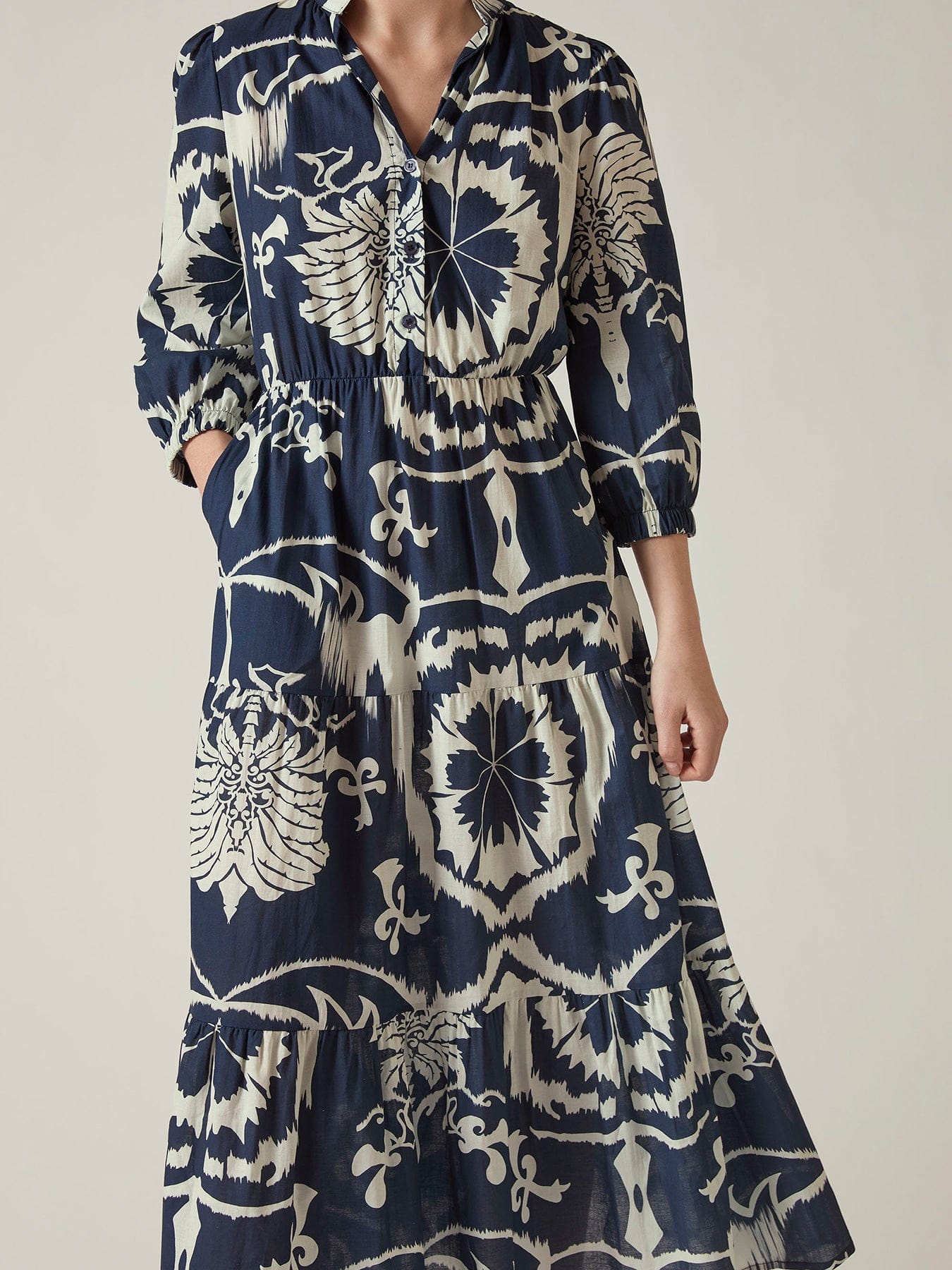 James Lakeland Ornamental Tiered Midi Dress Blue
