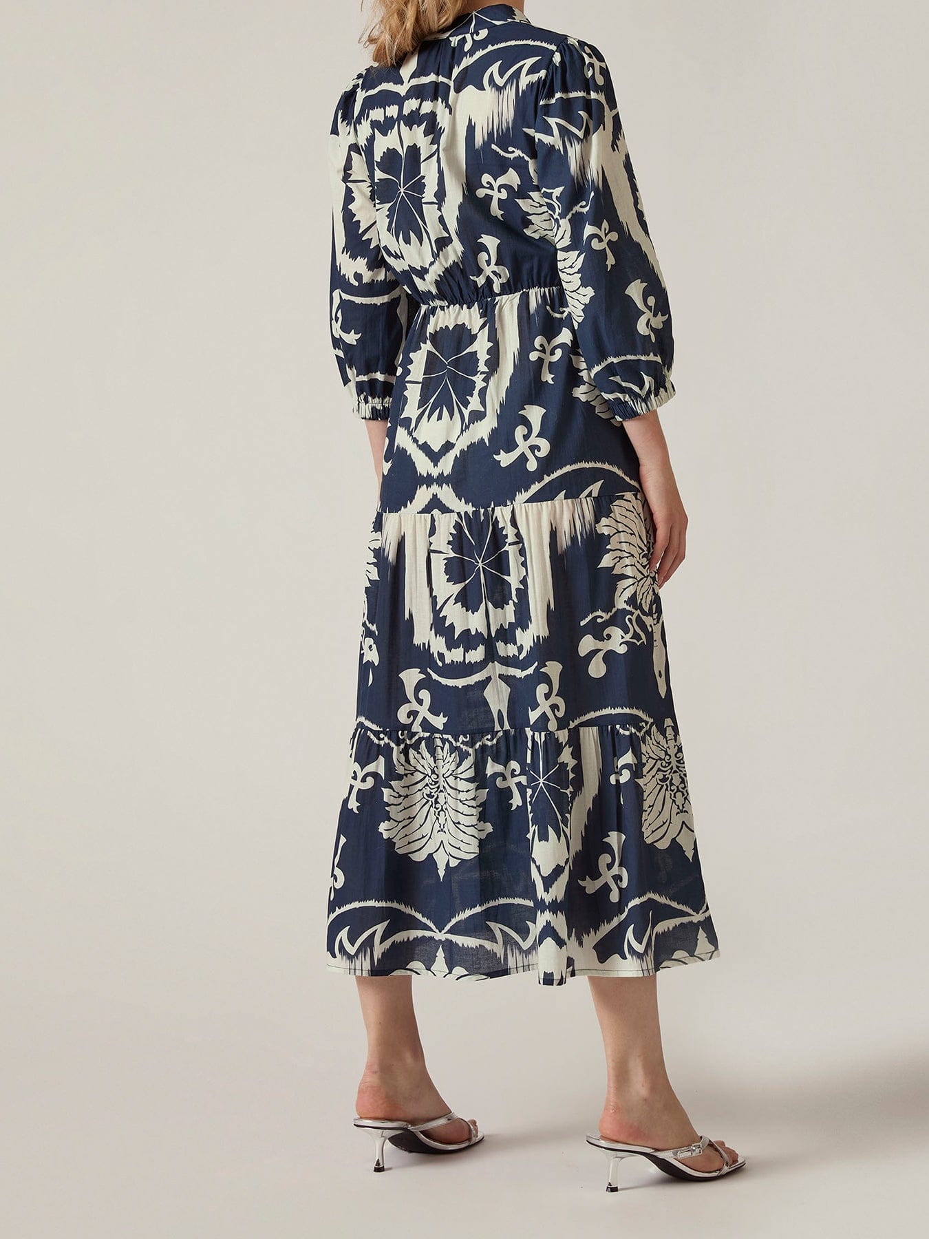 James Lakeland Ornamental Tiered Midi Dress Blue