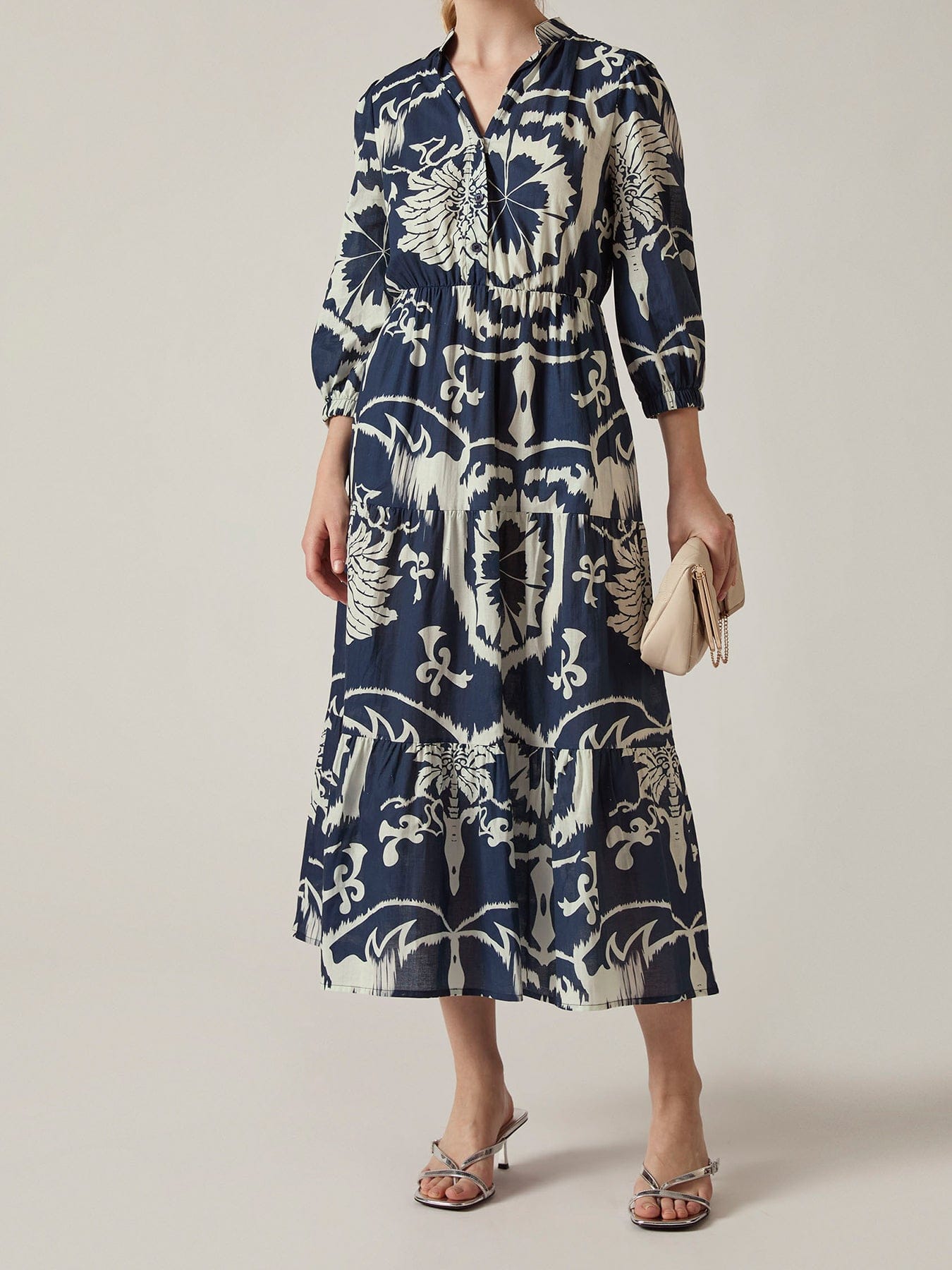 James Lakeland Ornamental Tiered Midi Dress Blue