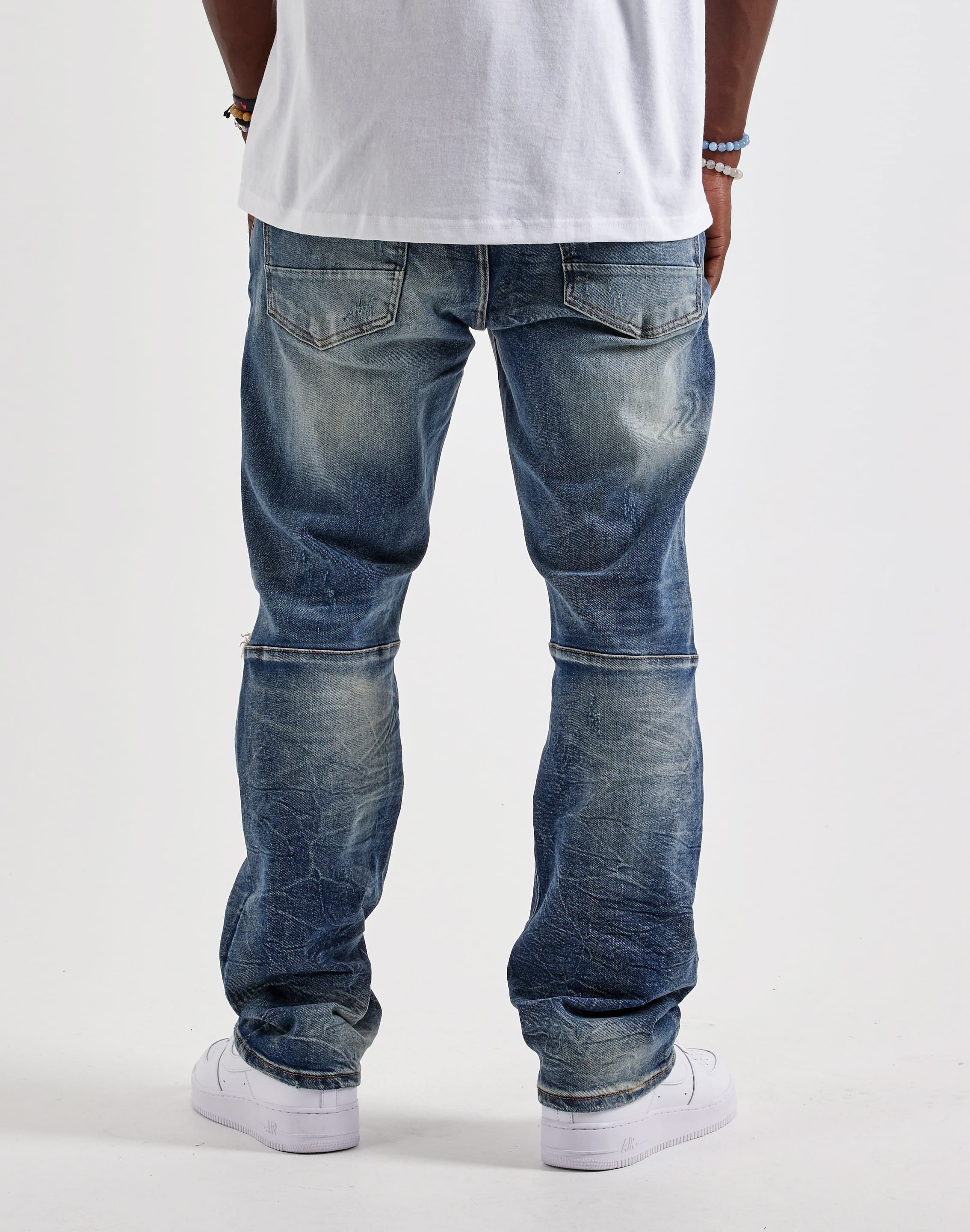 Smoke Rise Straight Whisker Distressed Denim Jeans