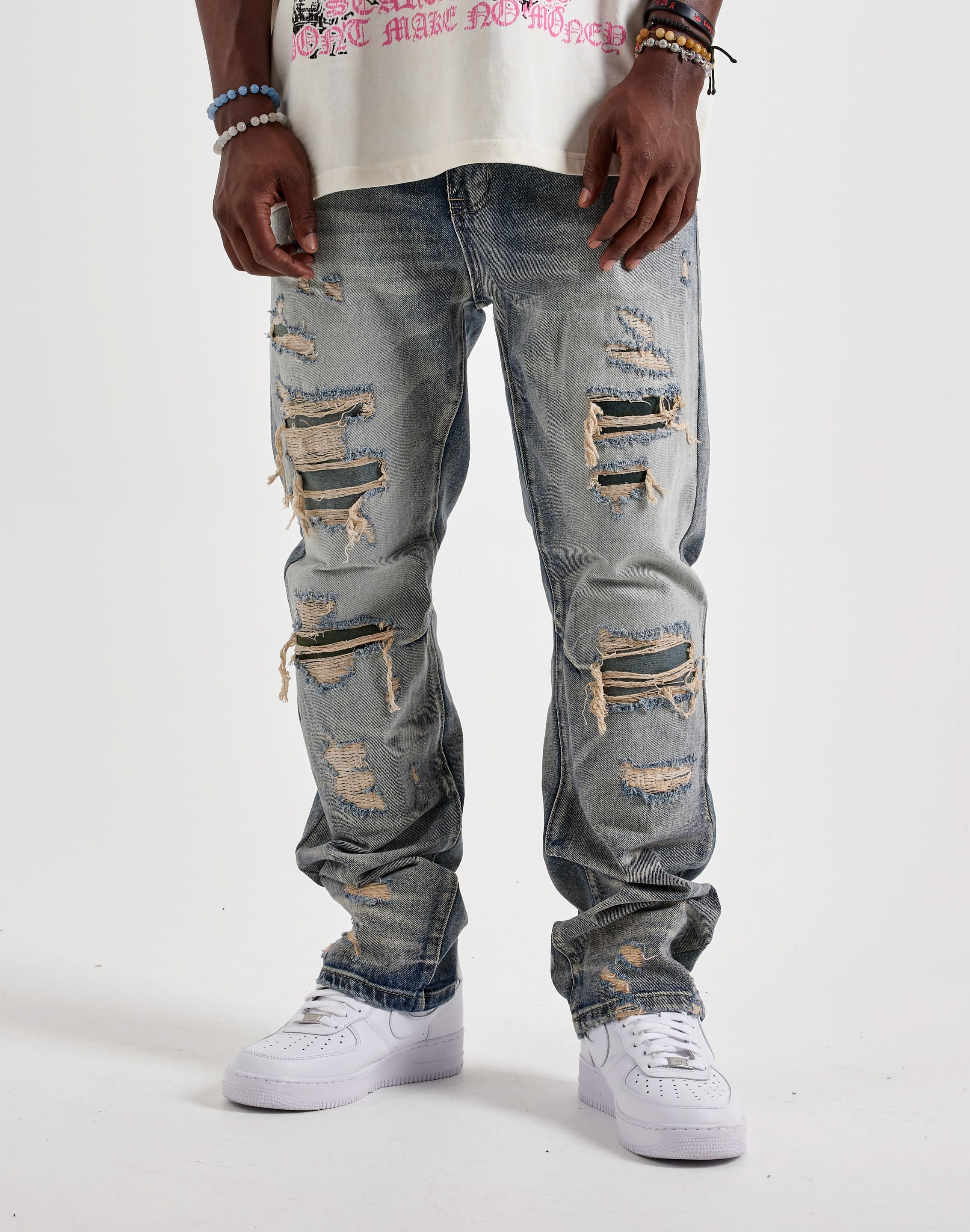 Smoke Rise Rigid Straight Distressed Denim Jeans