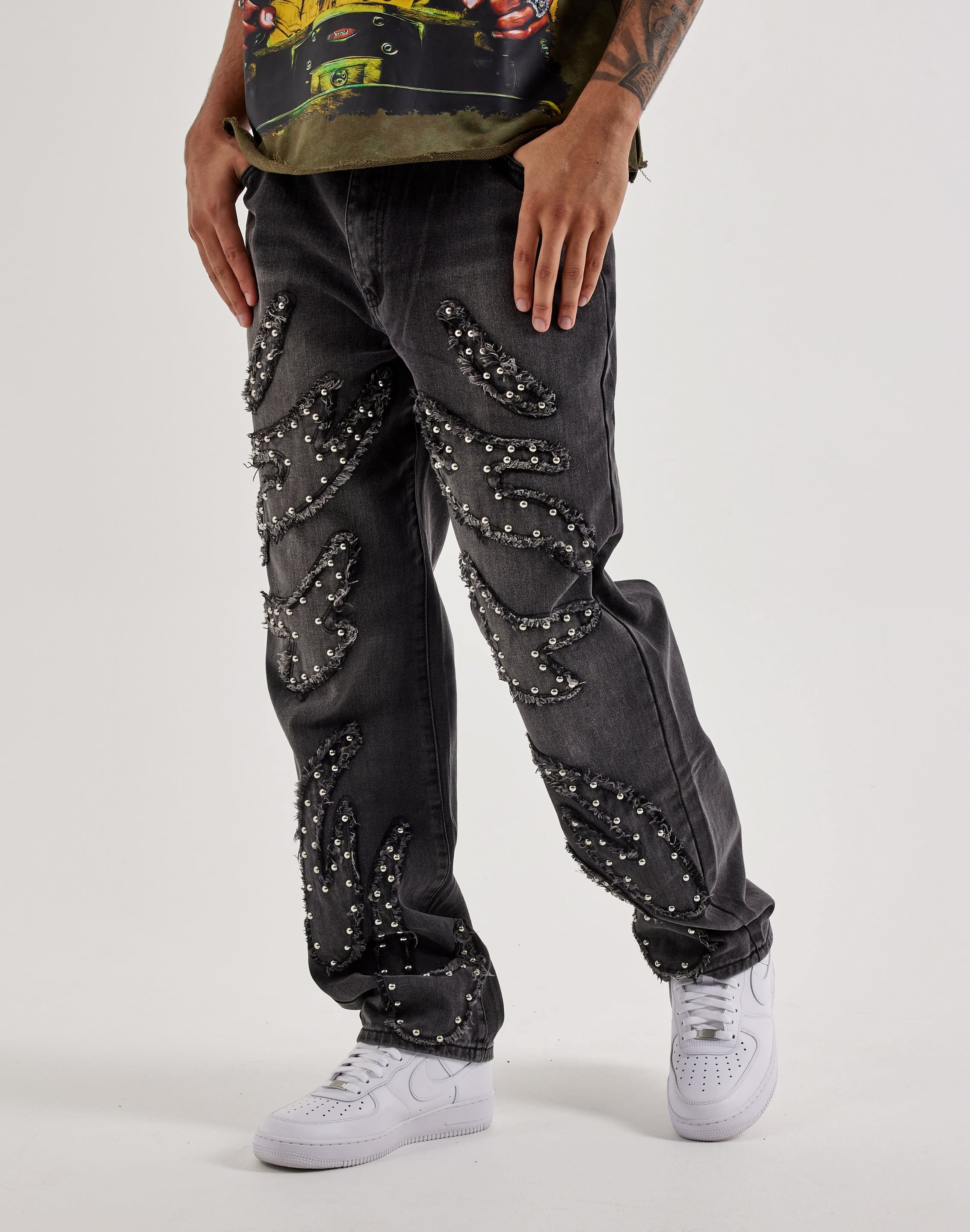 Caliber Munition Studded Straight Denim Jeans