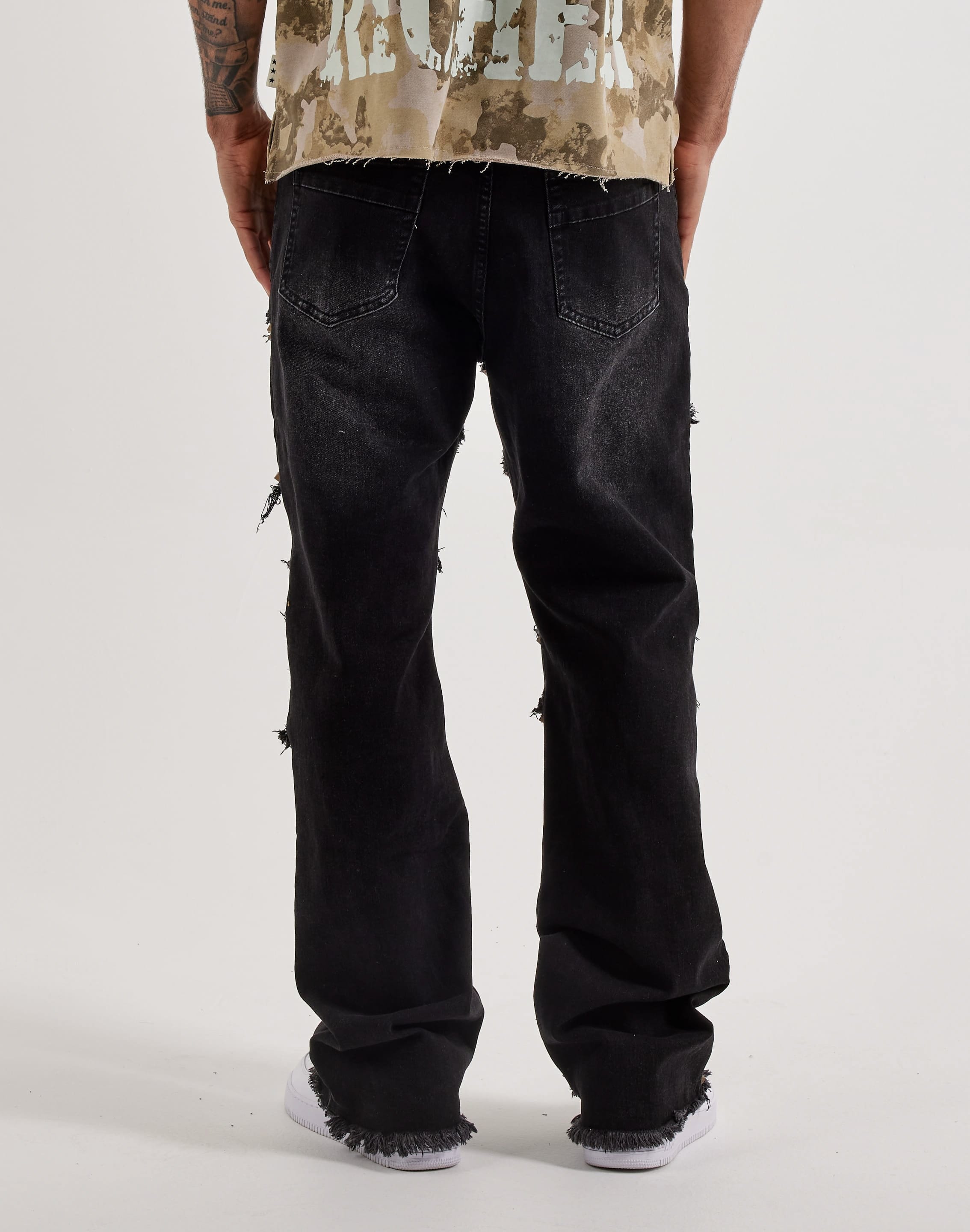 Caliber Cluster Pyramid Stud Stacked Denim Jeans