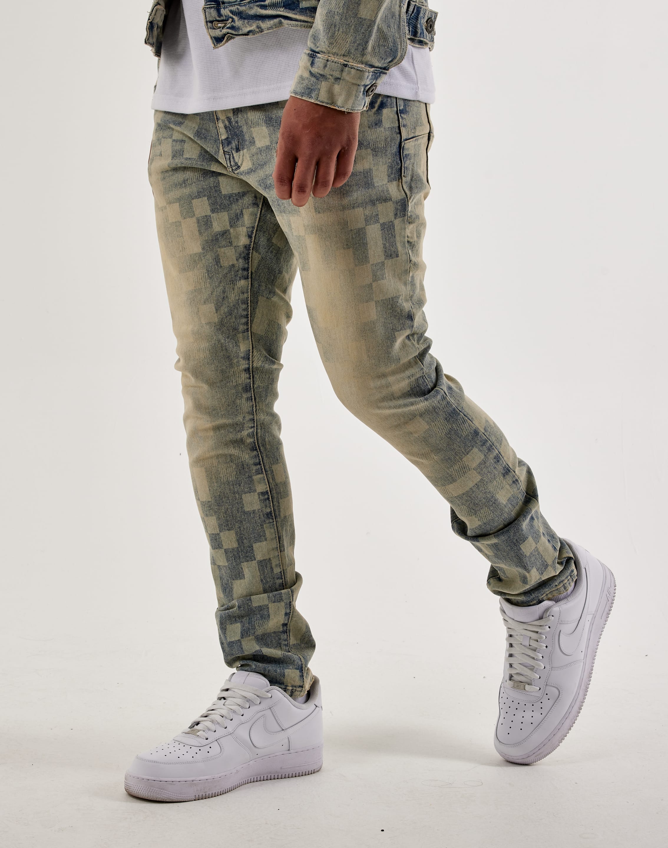 Kloud 9 Checkered Slim Denim Jeans