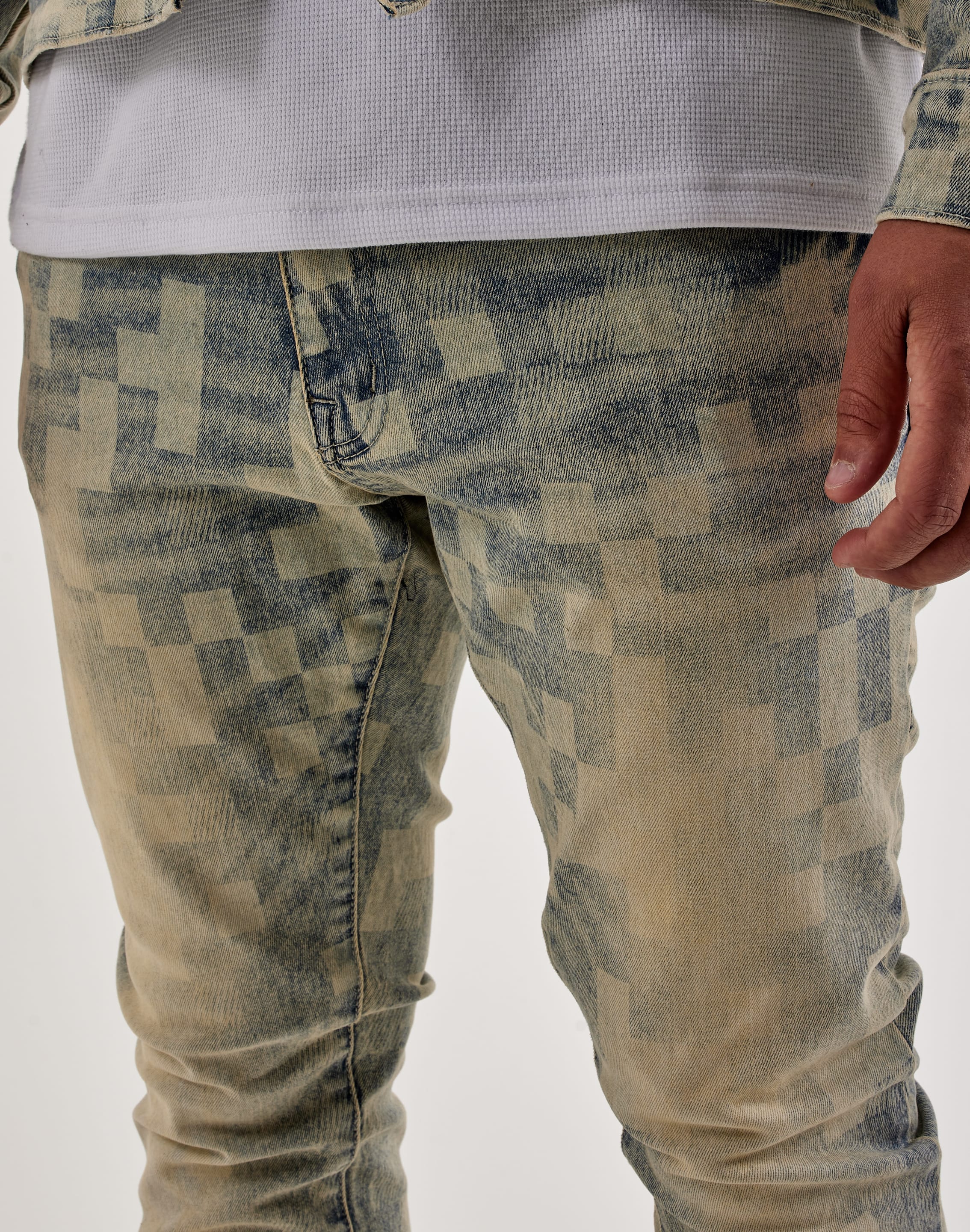 Kloud 9 Checkered Slim Denim Jeans