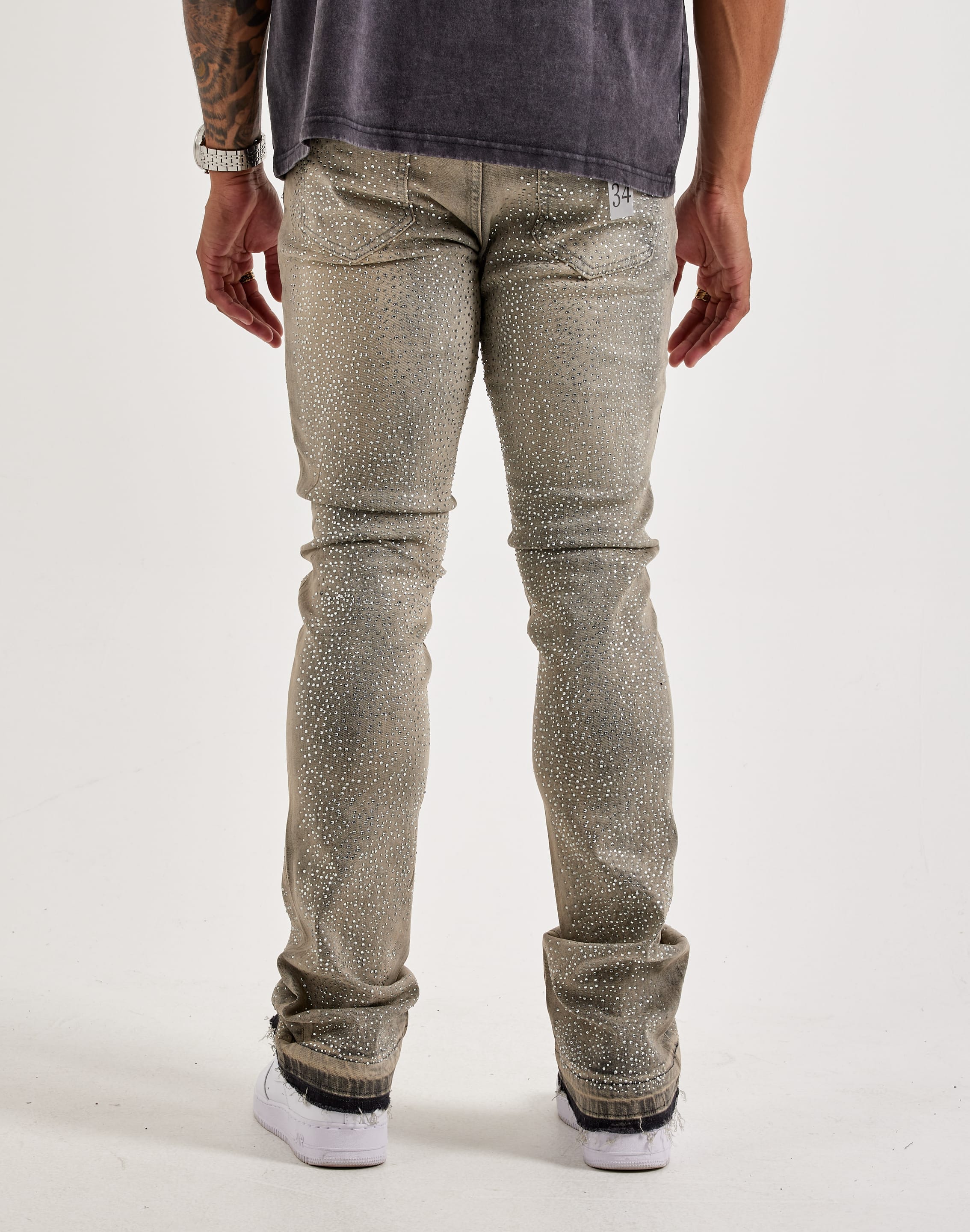Waimea Stacked Rhinestone Distressed Denim Jeans