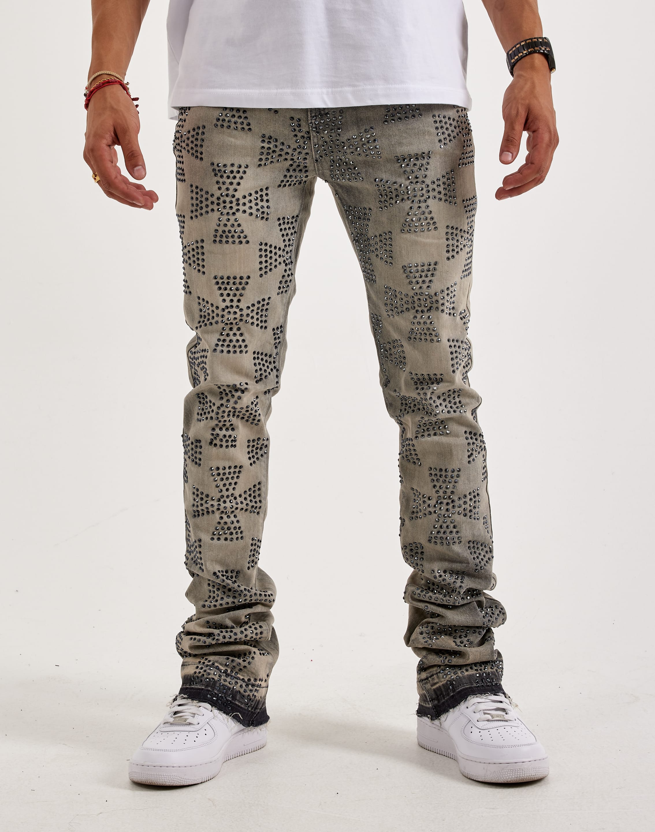 Waimea Flared Rhinestone Cross Denim Jeans