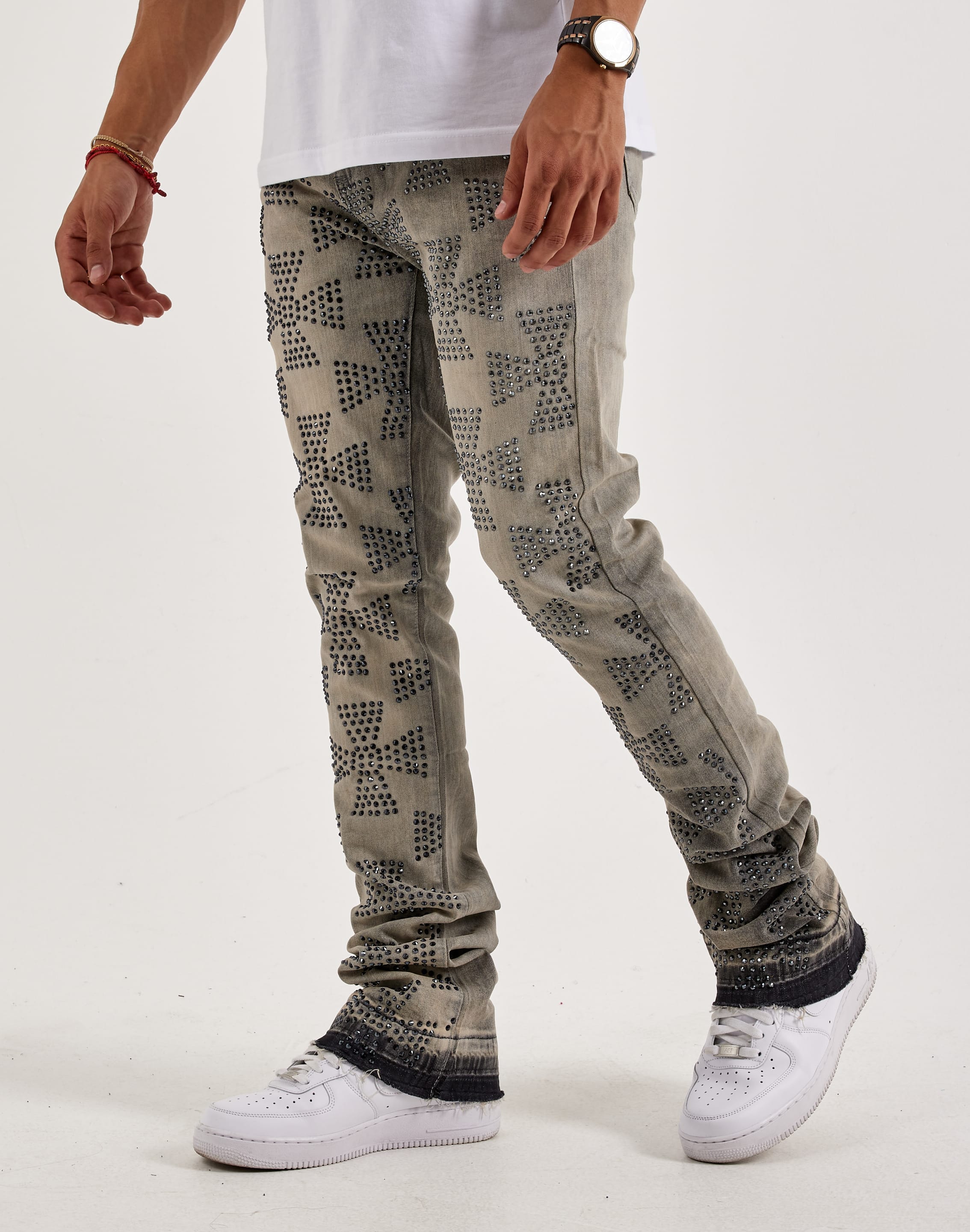 Waimea Flared Rhinestone Cross Denim Jeans