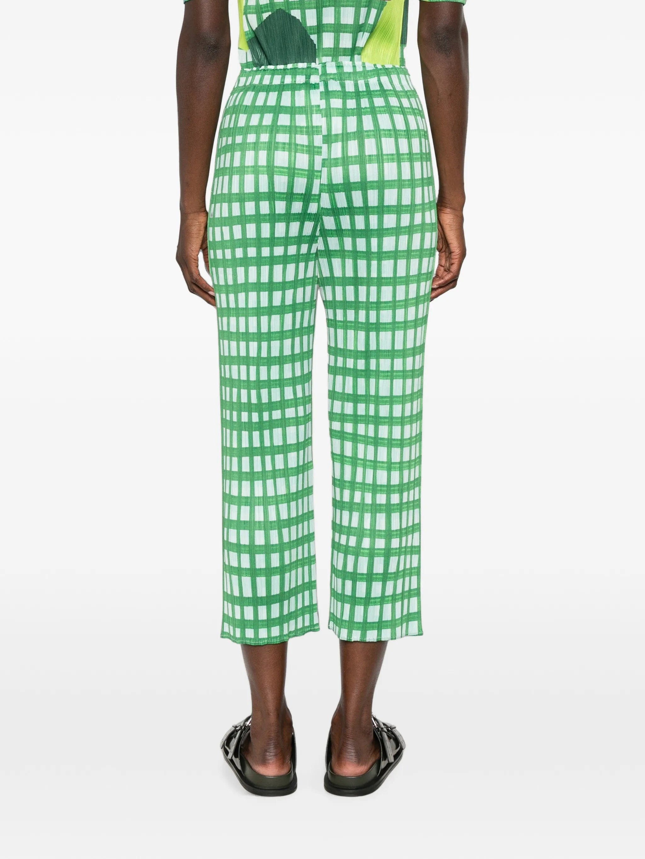 Pleats Please Issey Miyake Basket pleated cropped trousers