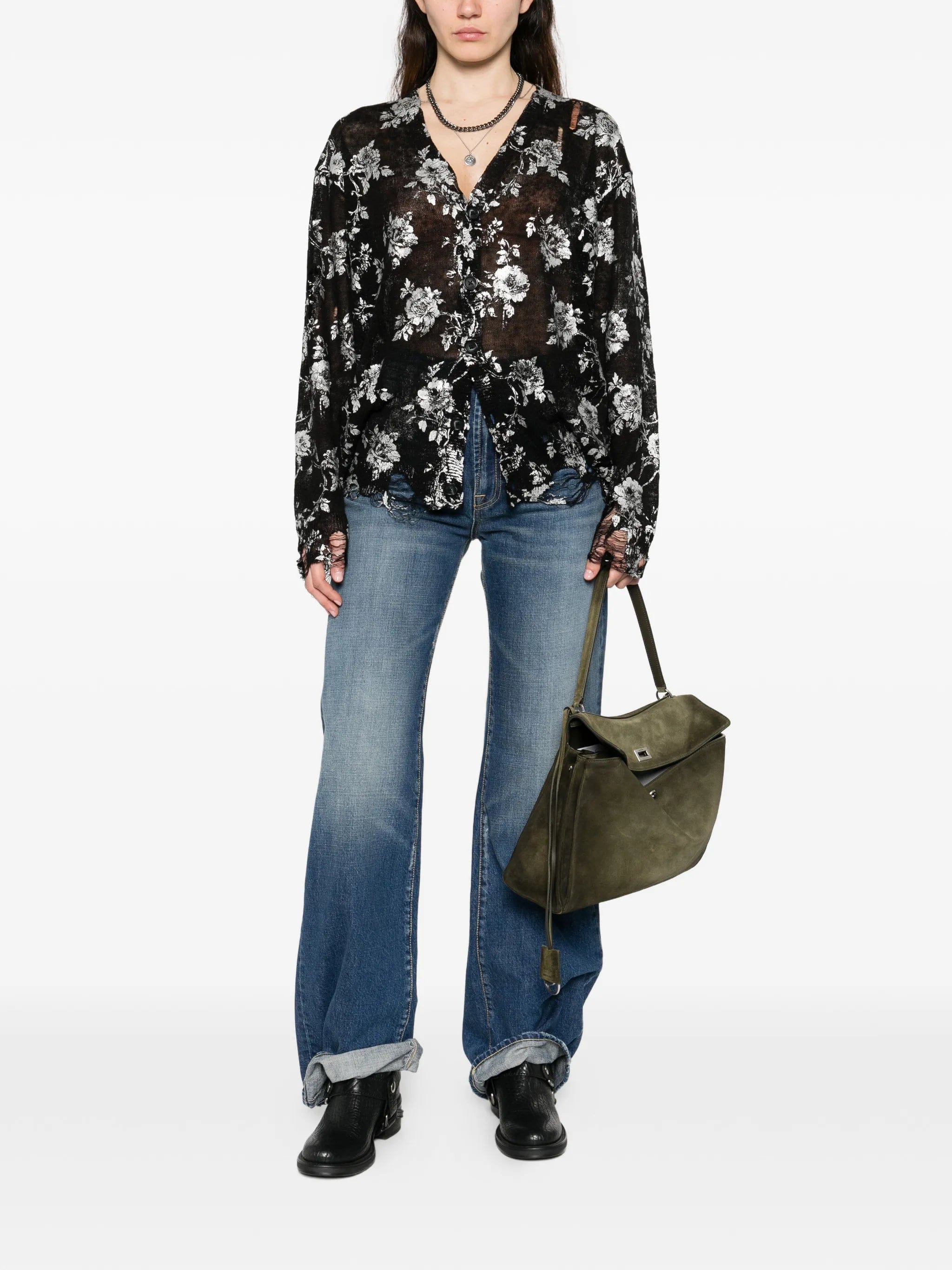 R13 Janes distressed straight jeans