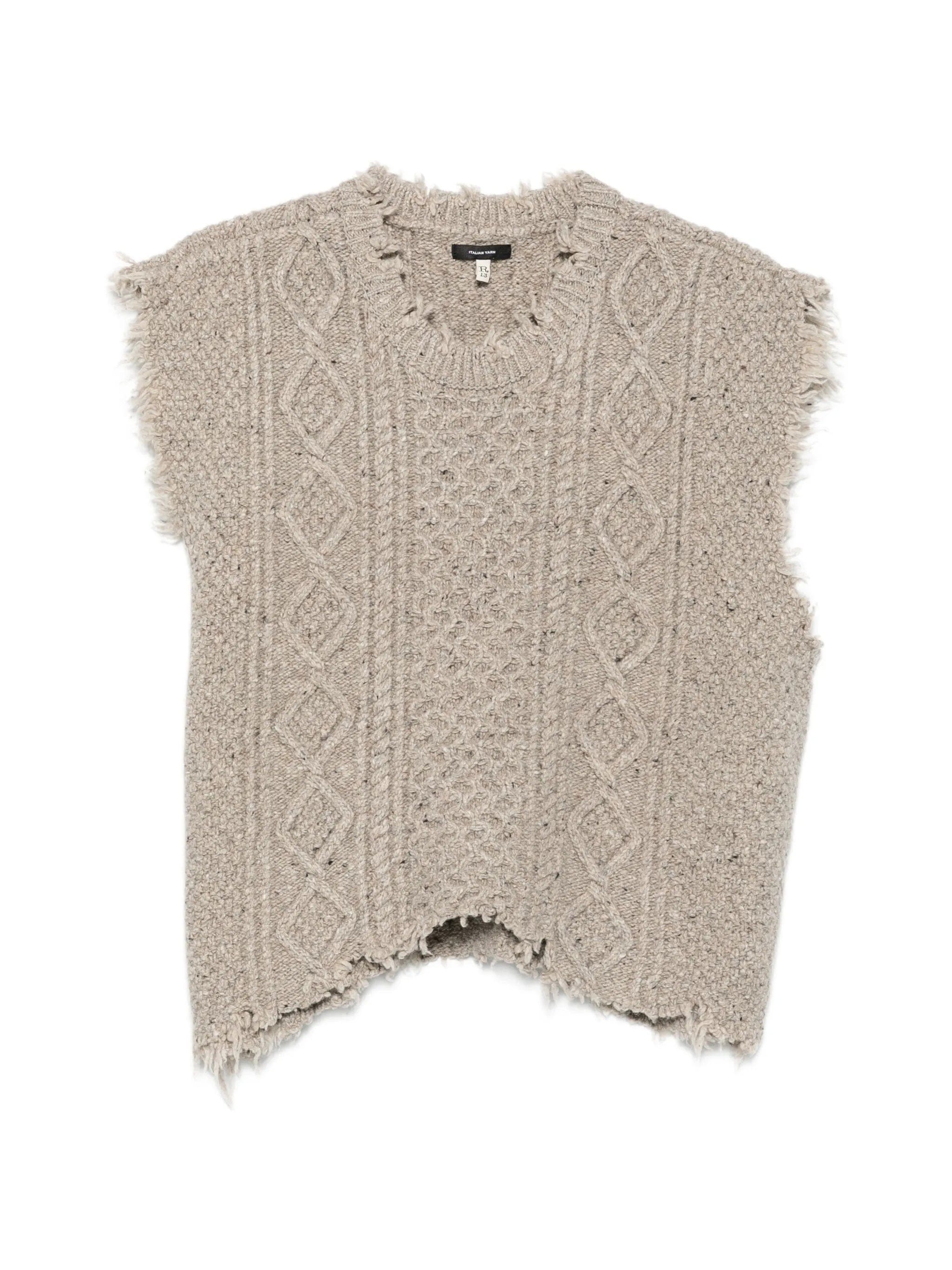R13 cable - knit frayed vest