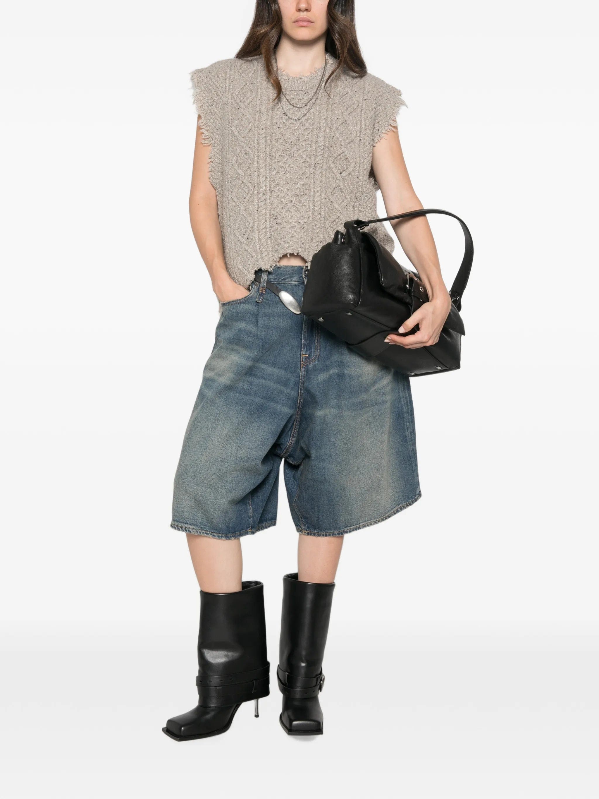 R13 cable - knit frayed vest