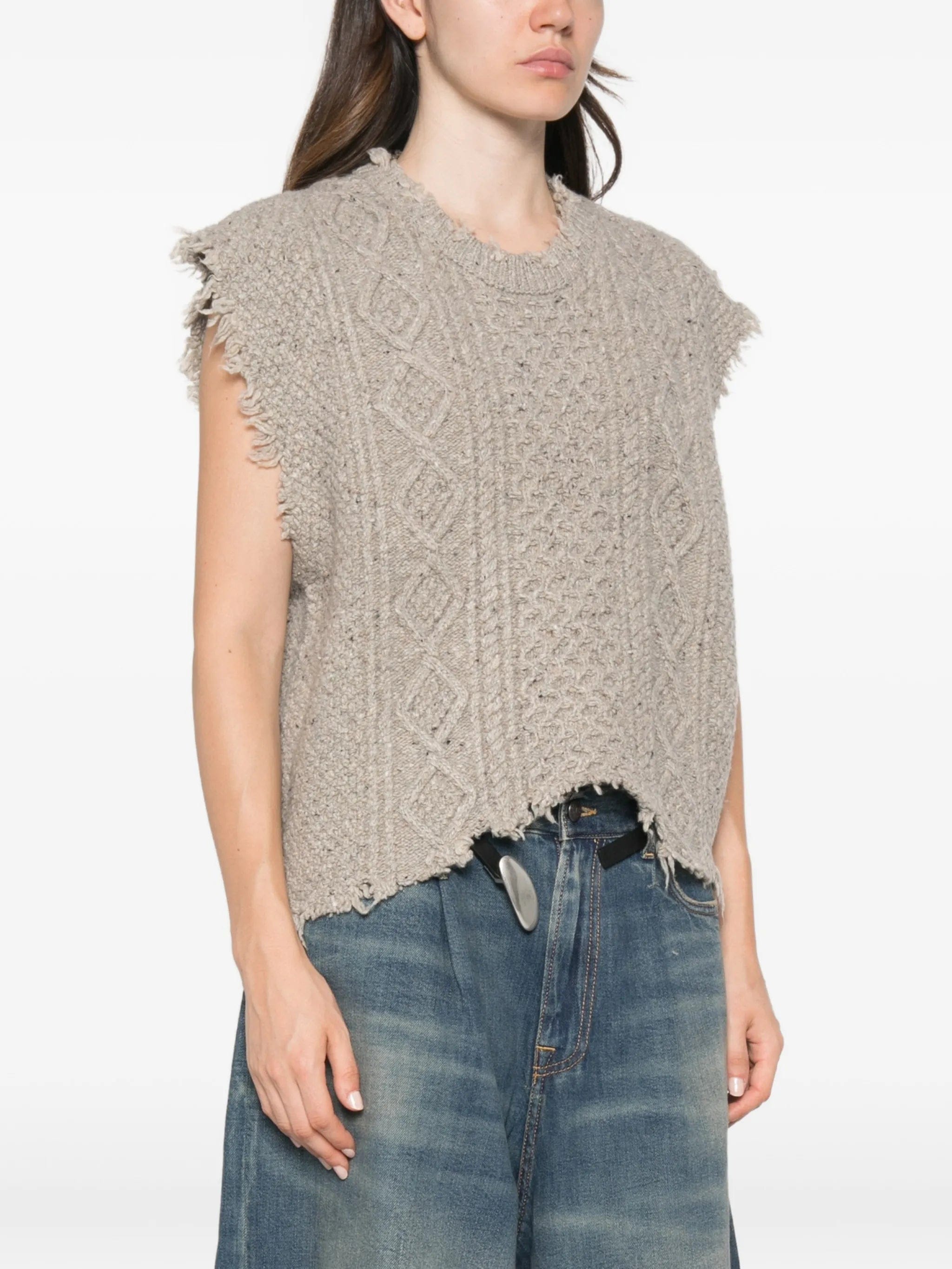 R13 cable - knit frayed vest