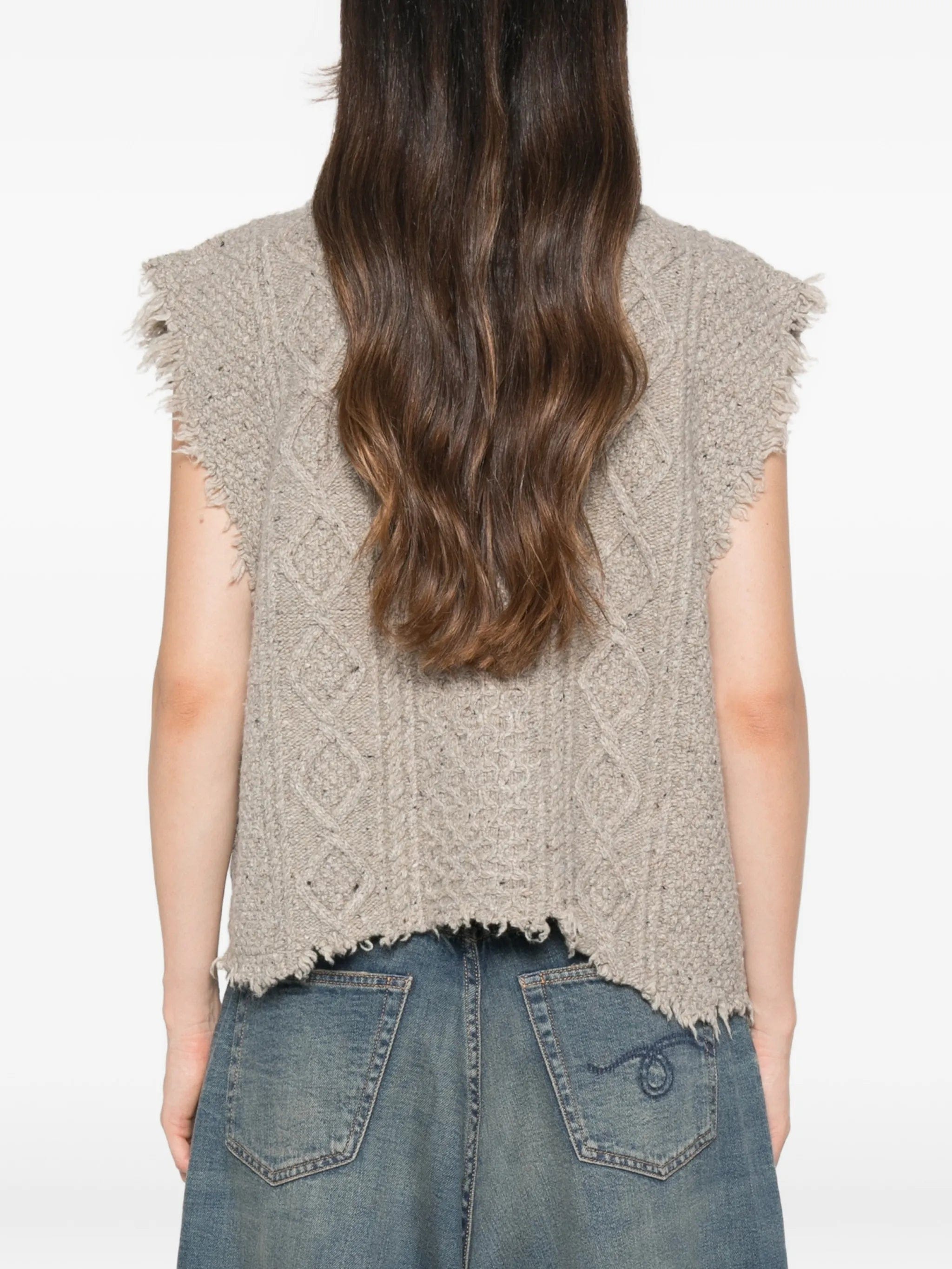 R13 cable - knit frayed vest