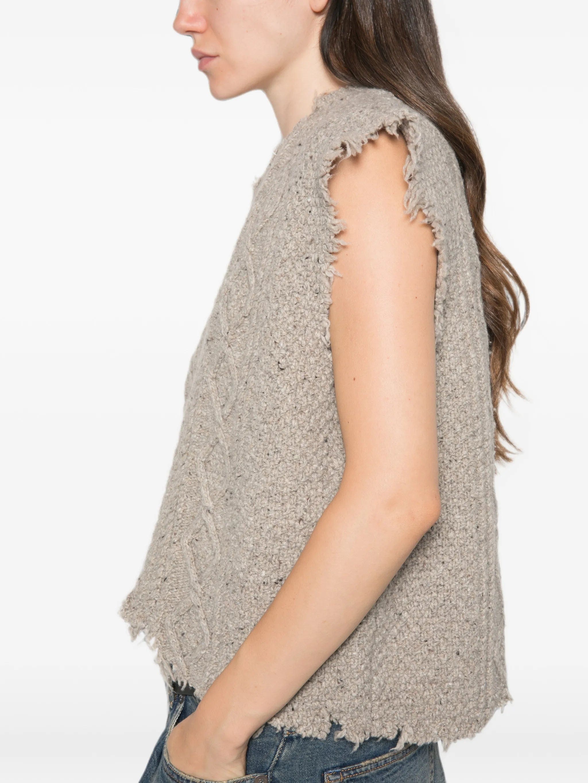 R13 cable - knit frayed vest