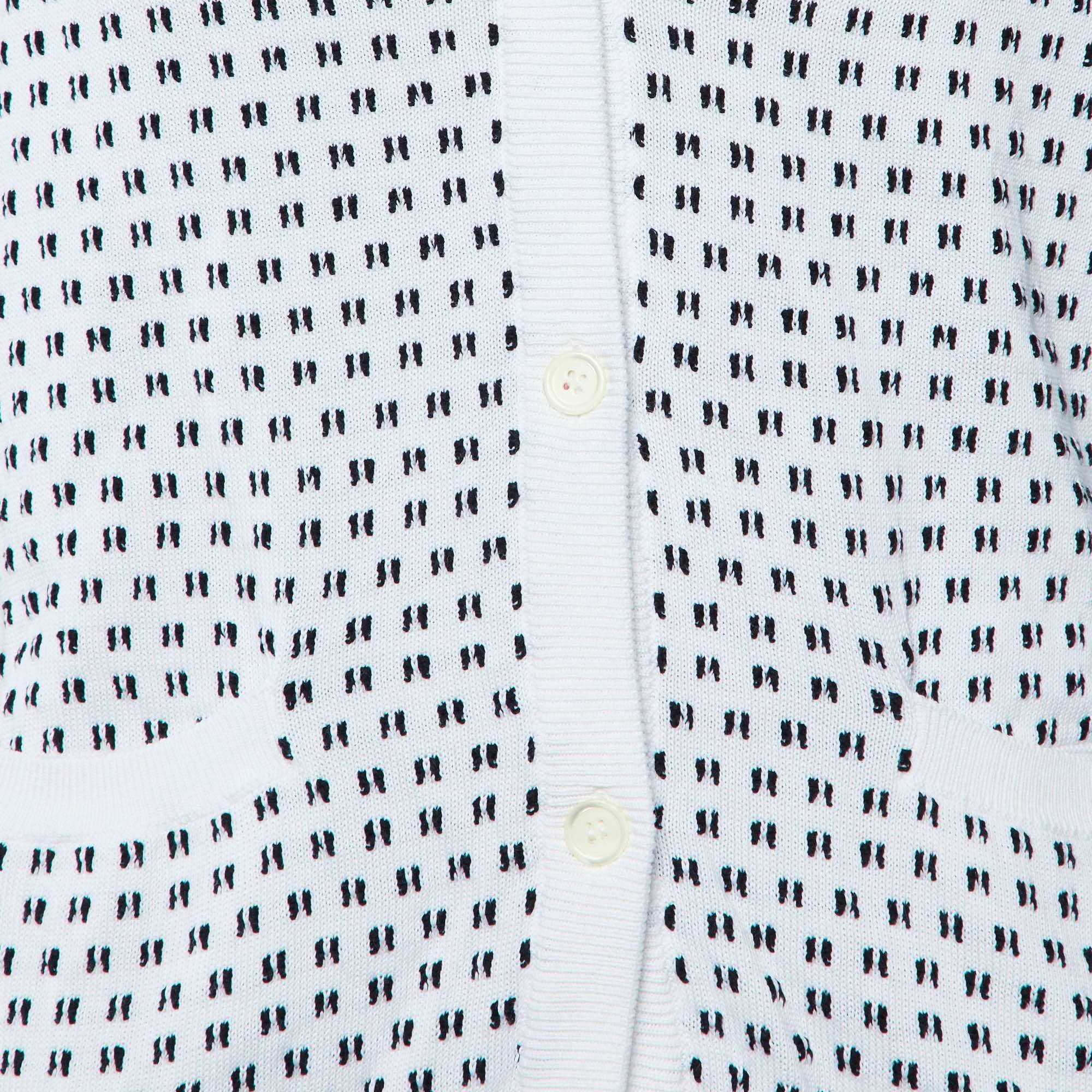 Joseph Monochrome Textured Cotton Button Front Cardigan