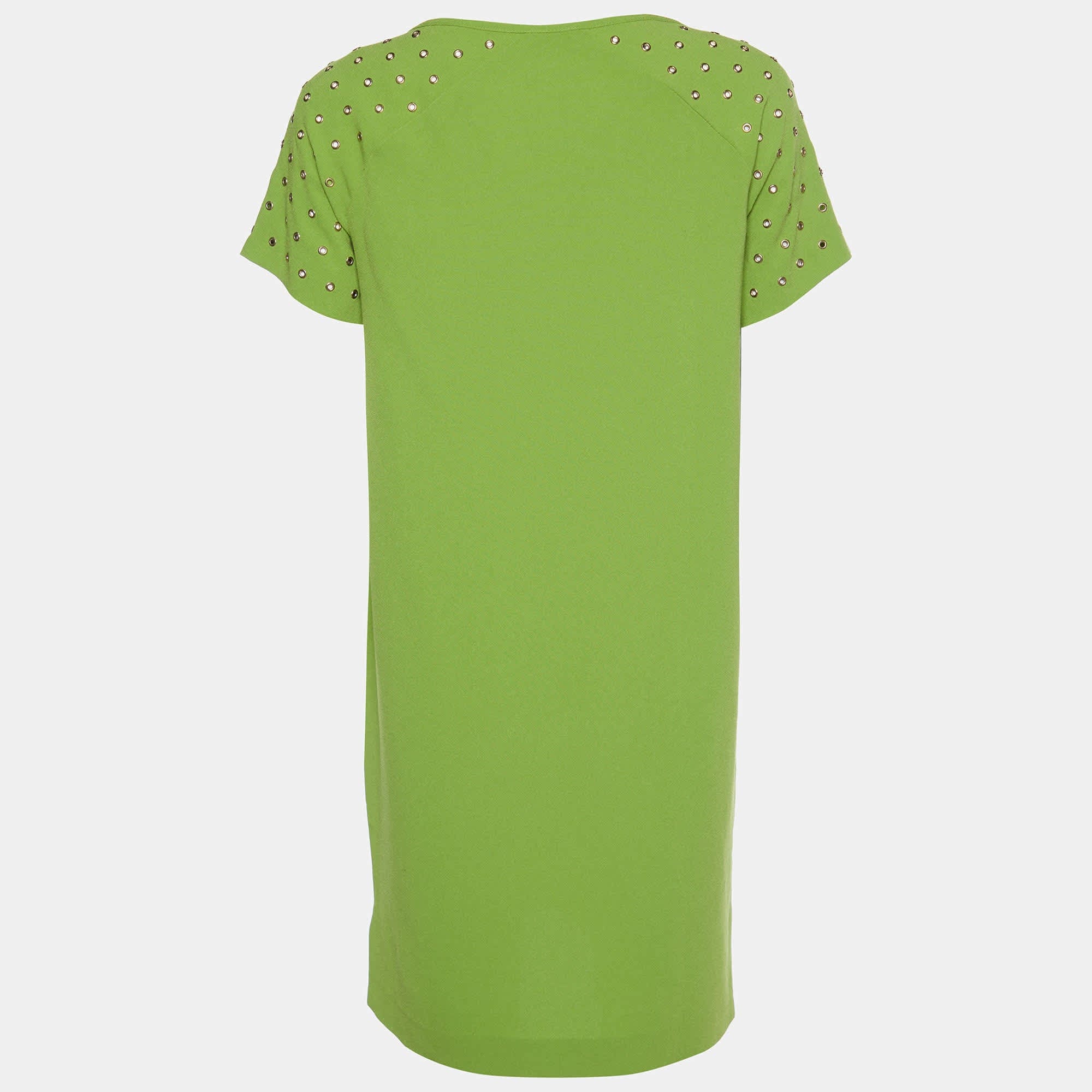 Joseph Green Stretch Crepe Eyelet Detail Shift Dress