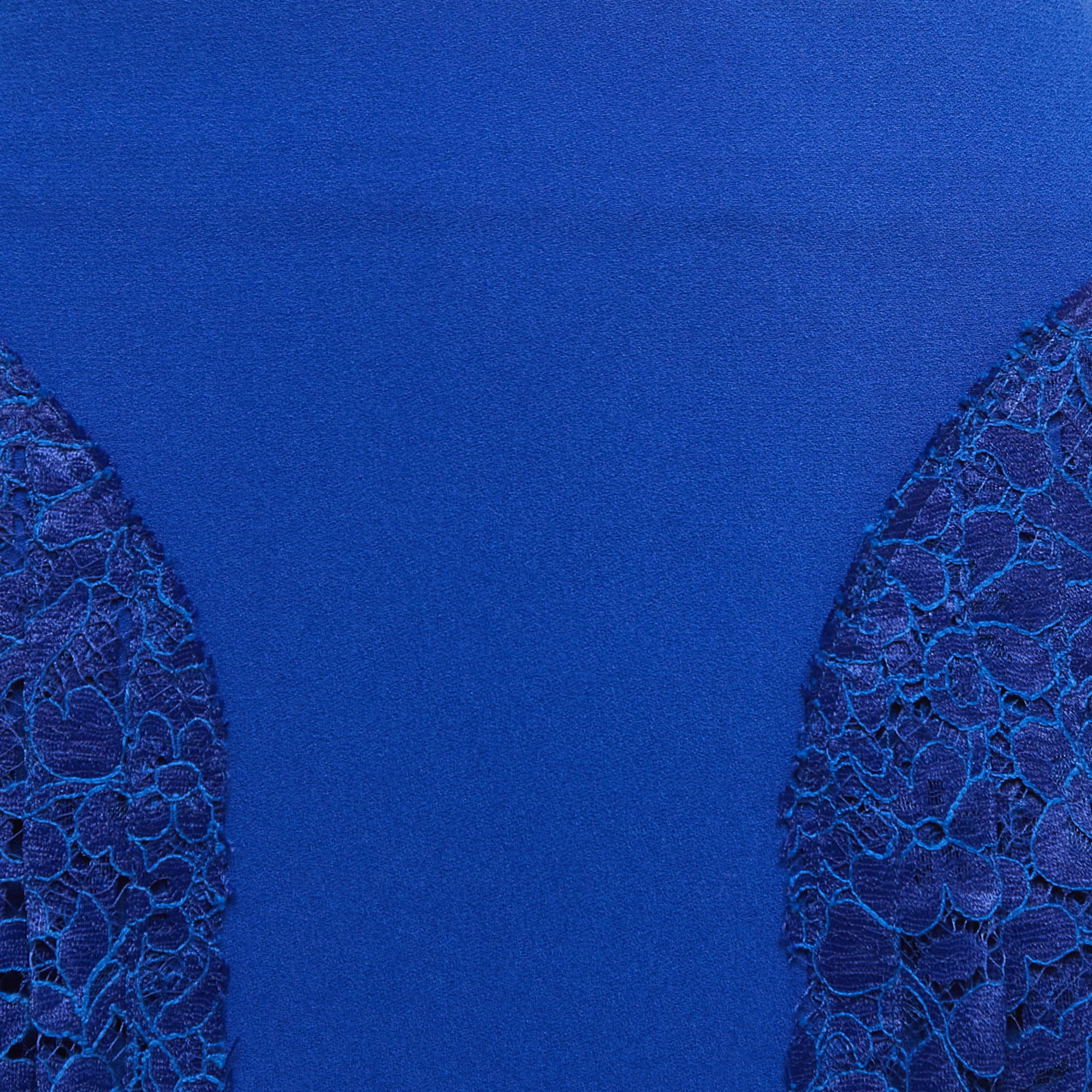 Joseph Blue Crepe & Lace Trim Detail Pleated Short Skirt