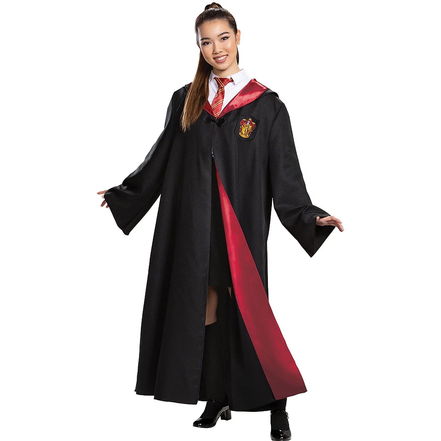 Harry Potter Gryffindor Deluxe Robe Costume for Adults, 3pcs Set with Robe, Tie & Scarf