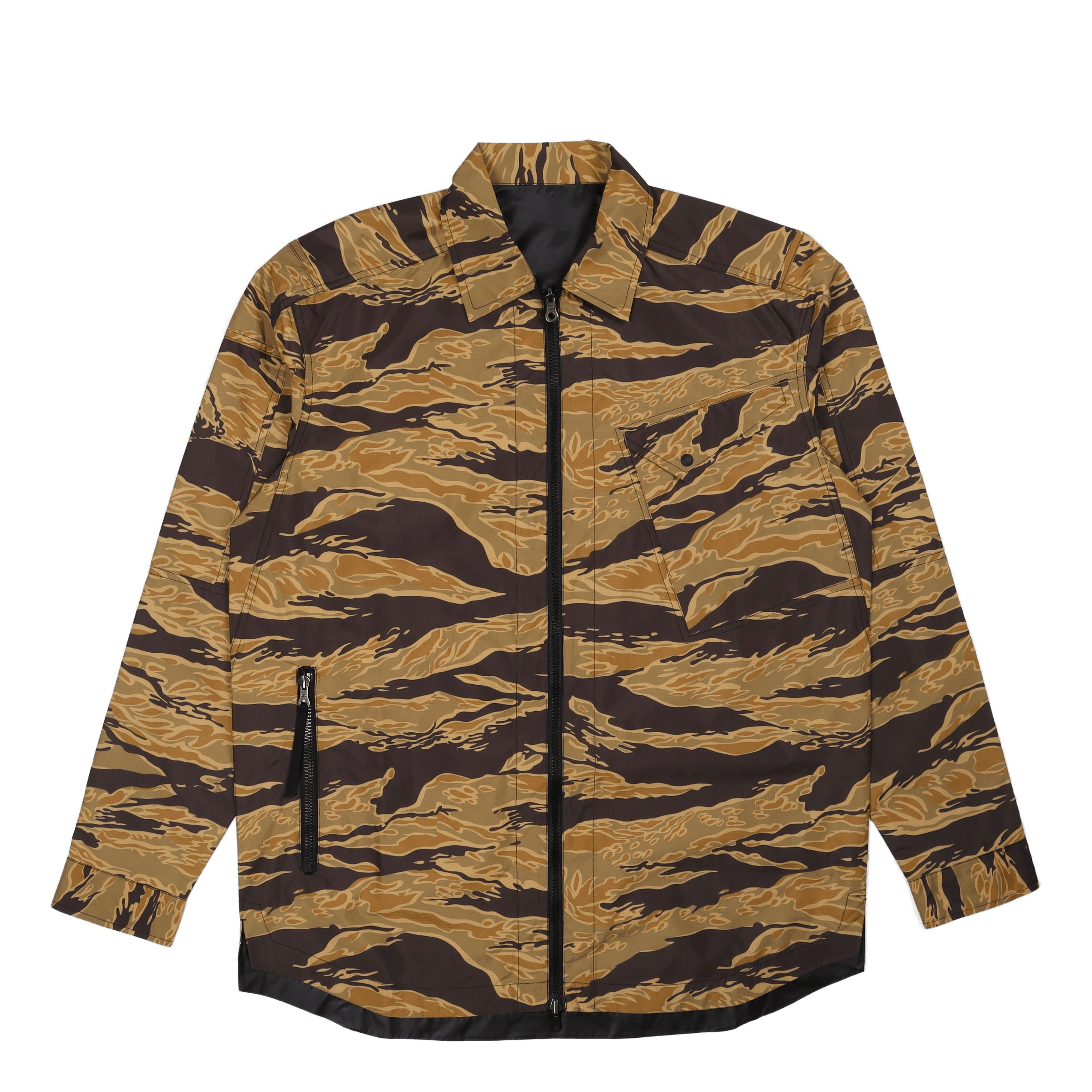 Maharishi Camo Reversible Packaway Shirt Sunbleach Tigerstripe/black