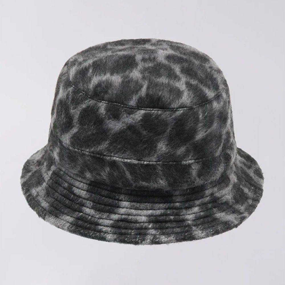 Edwin Brushed Bucket Hat - Black / White Leopard (Unwashed)