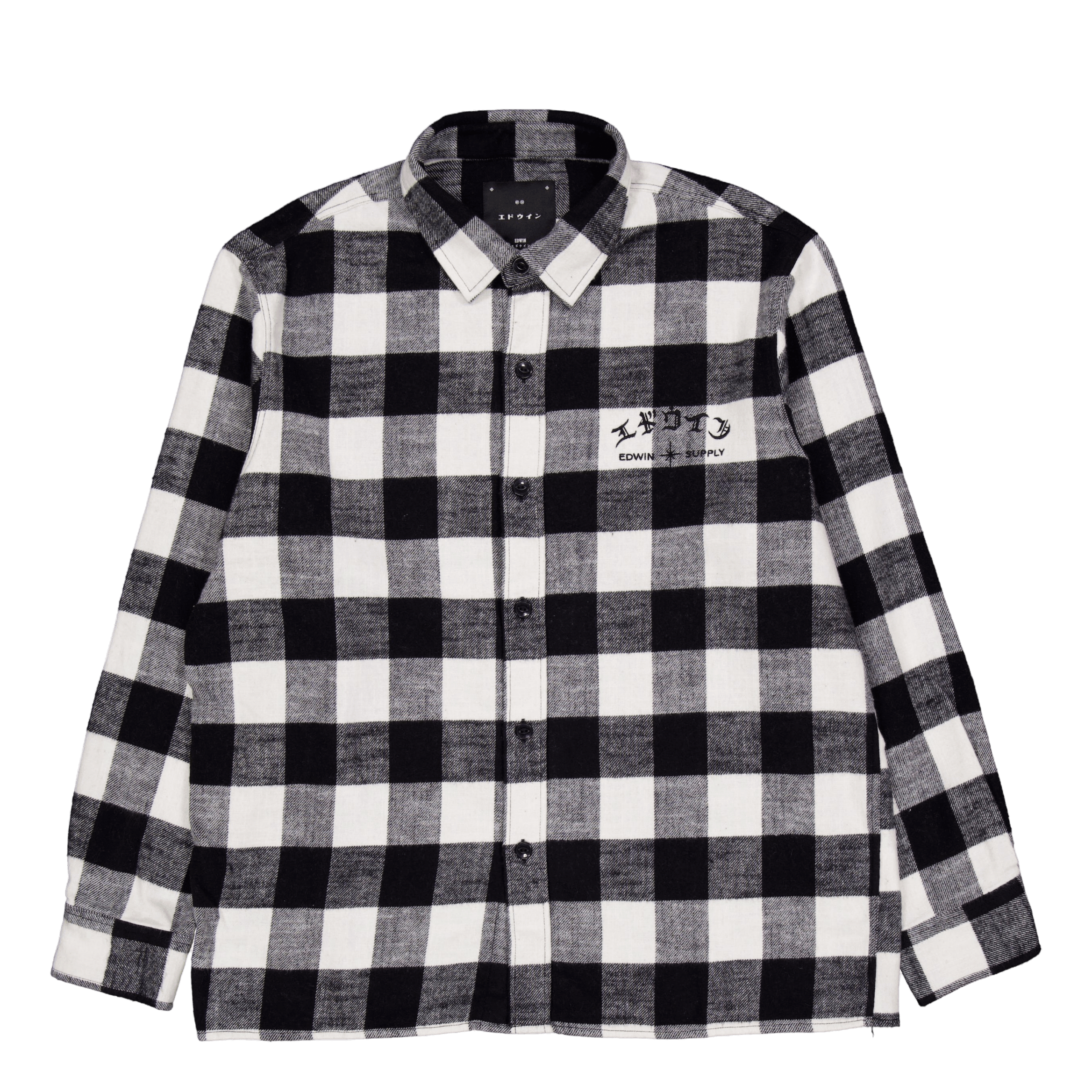 Edwin Sebastian Shirt Ls - black / Whi Black / White