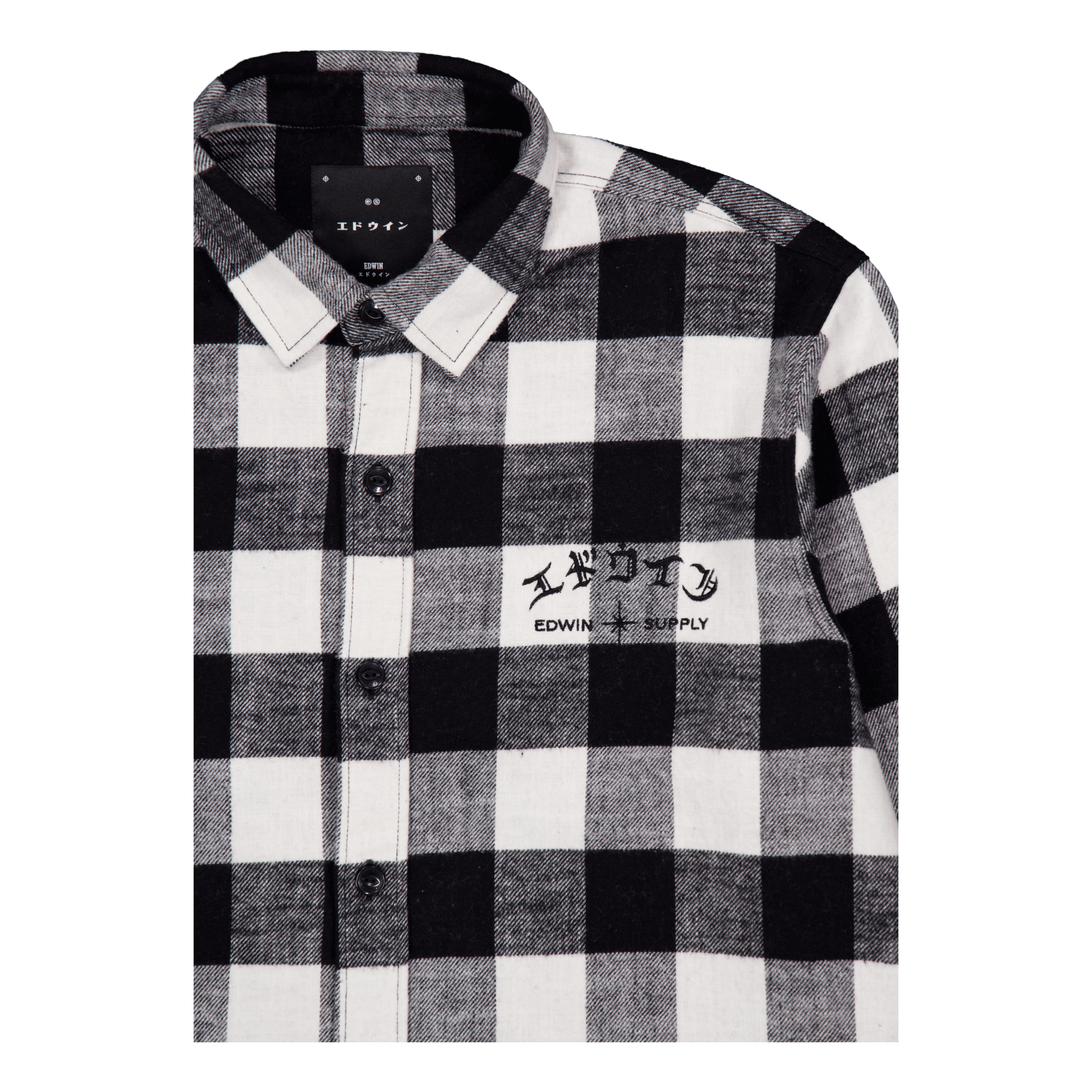 Edwin Sebastian Shirt Ls - black / Whi Black / White