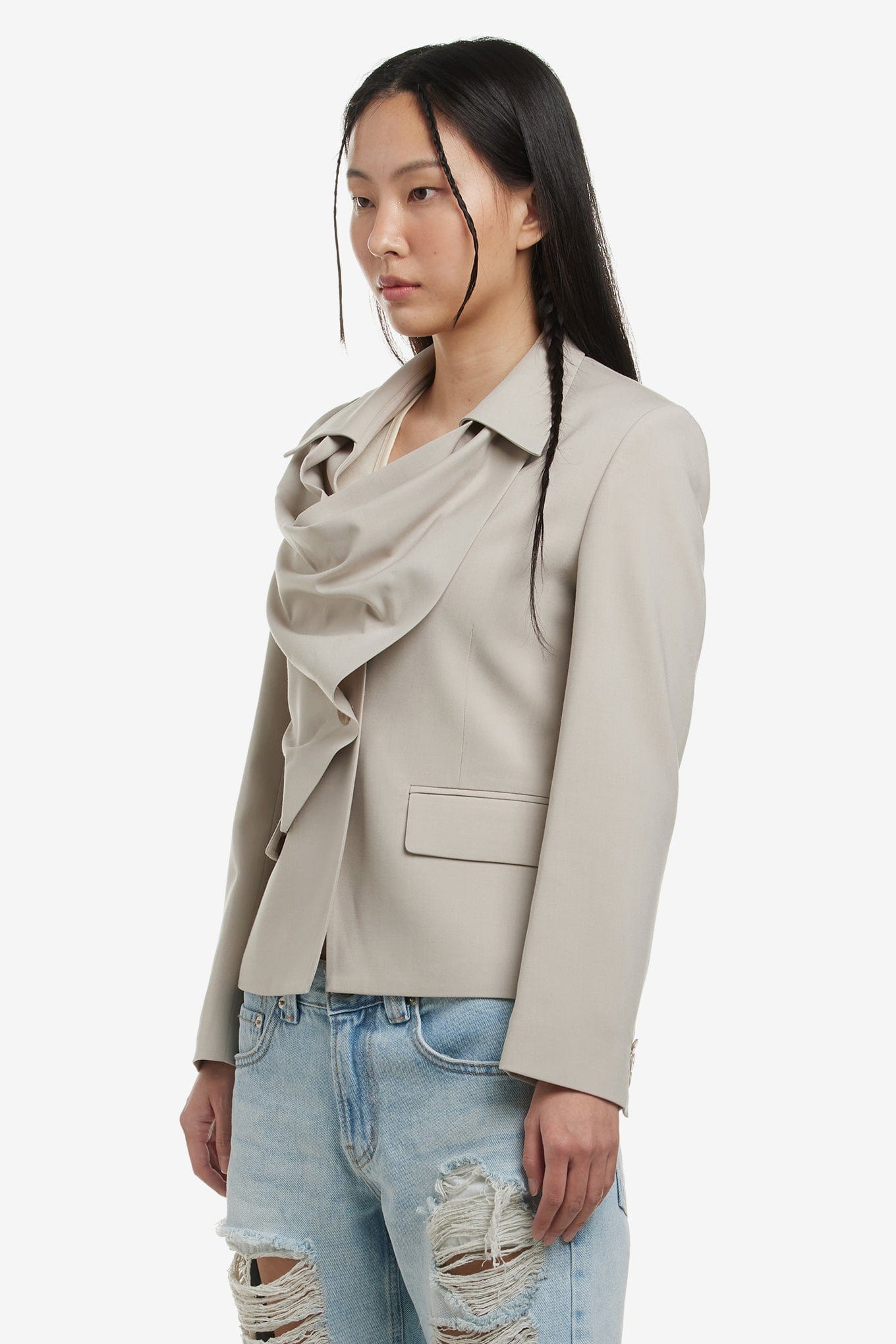 OPEN YY DRAPED FRONT JACKET