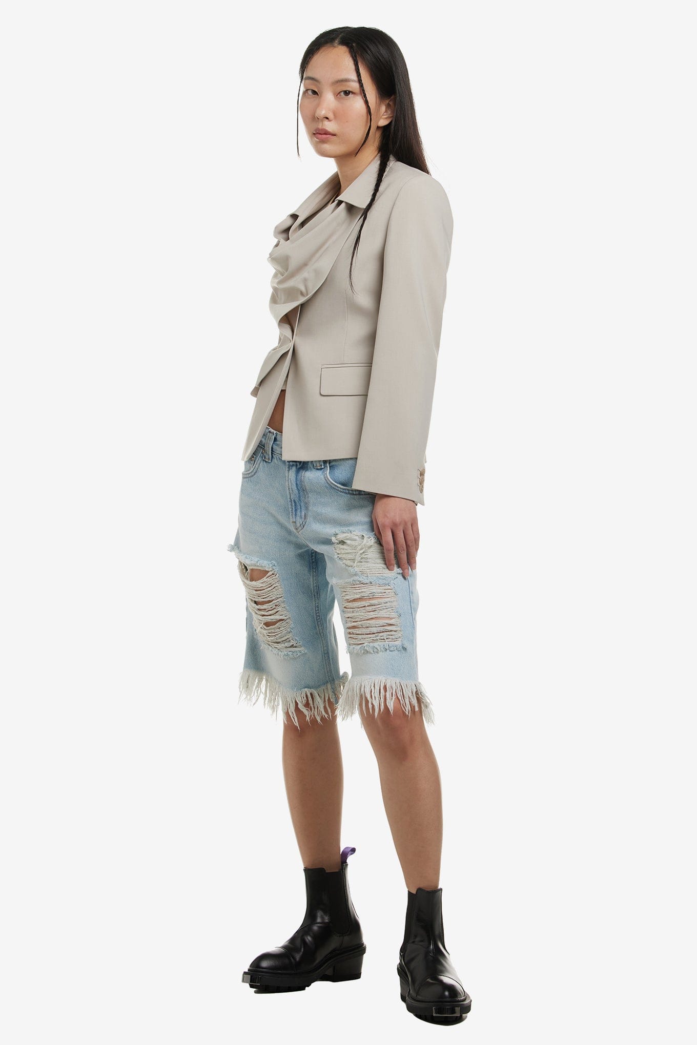 OPEN YY DRAPED FRONT JACKET
