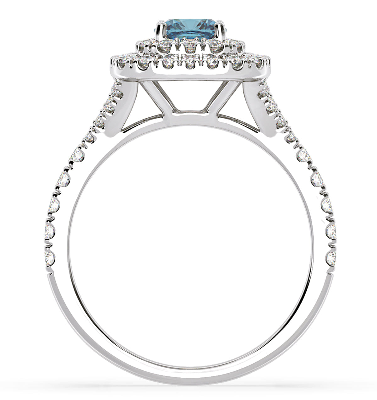 Anastasia Blue Lab Diamond 1.30ct Halo Ring in 18K White Gold - Elara Collection