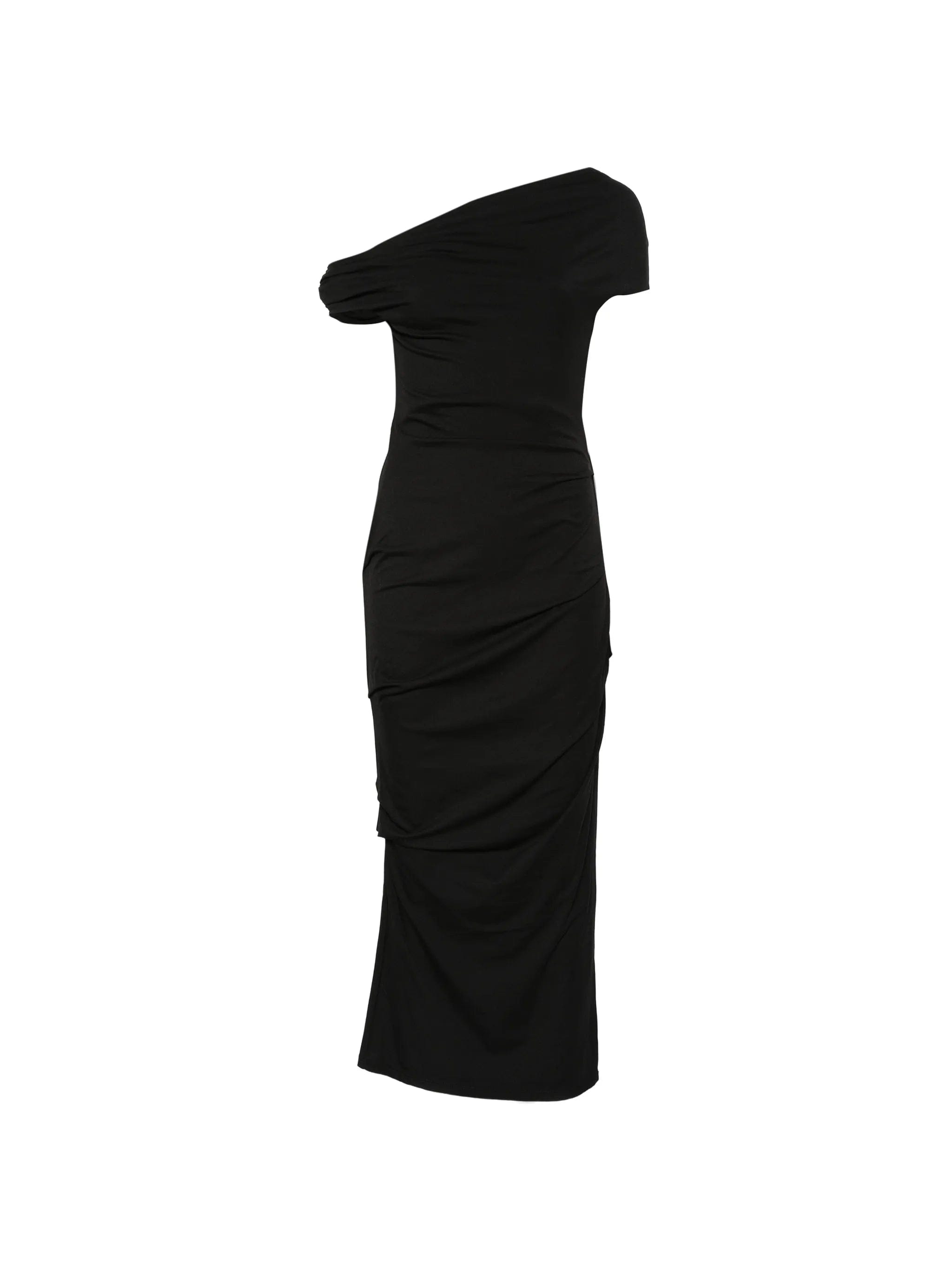 Paris Georgia one - shoulder gathered midi dress