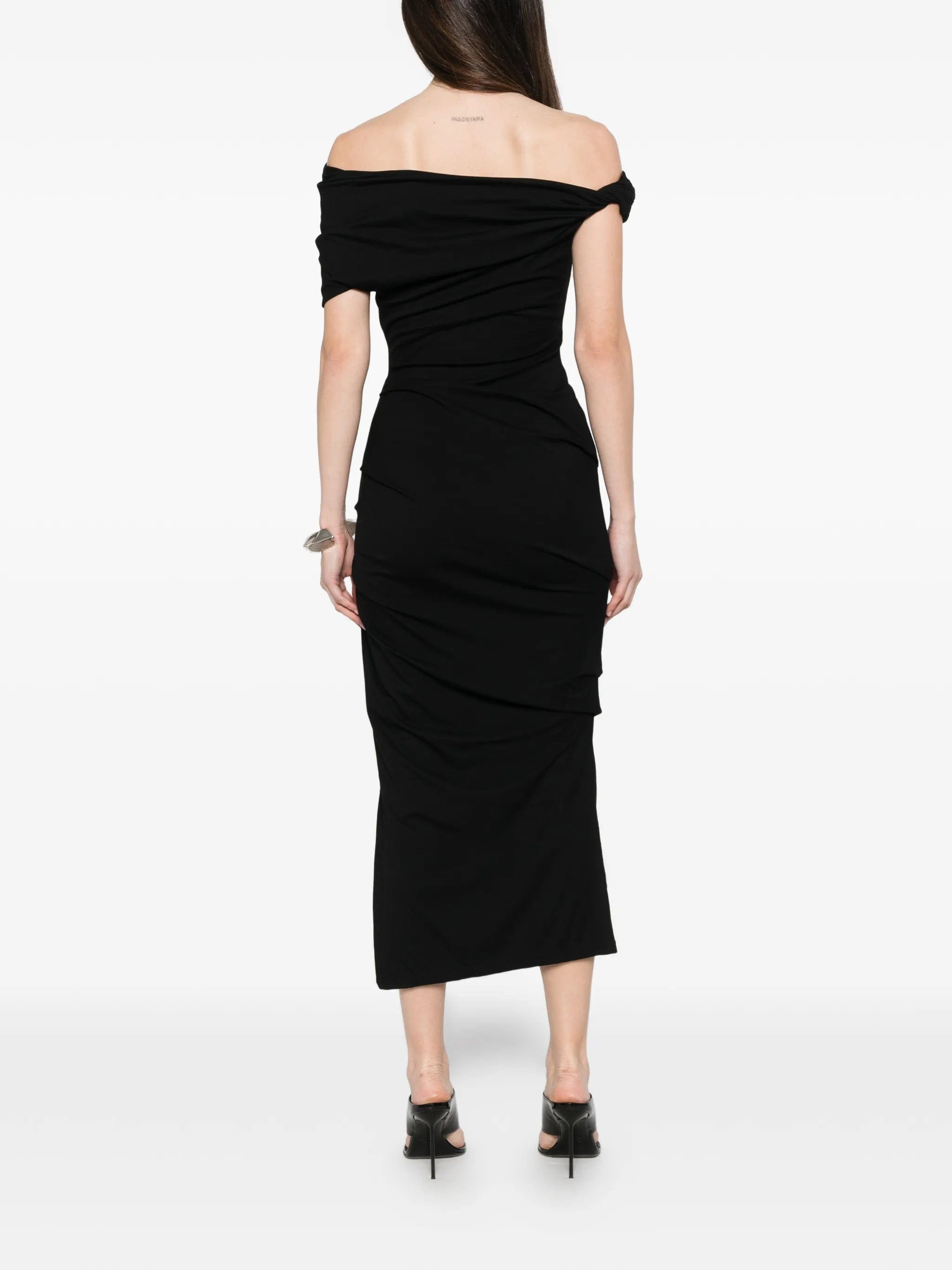 Paris Georgia one - shoulder gathered midi dress