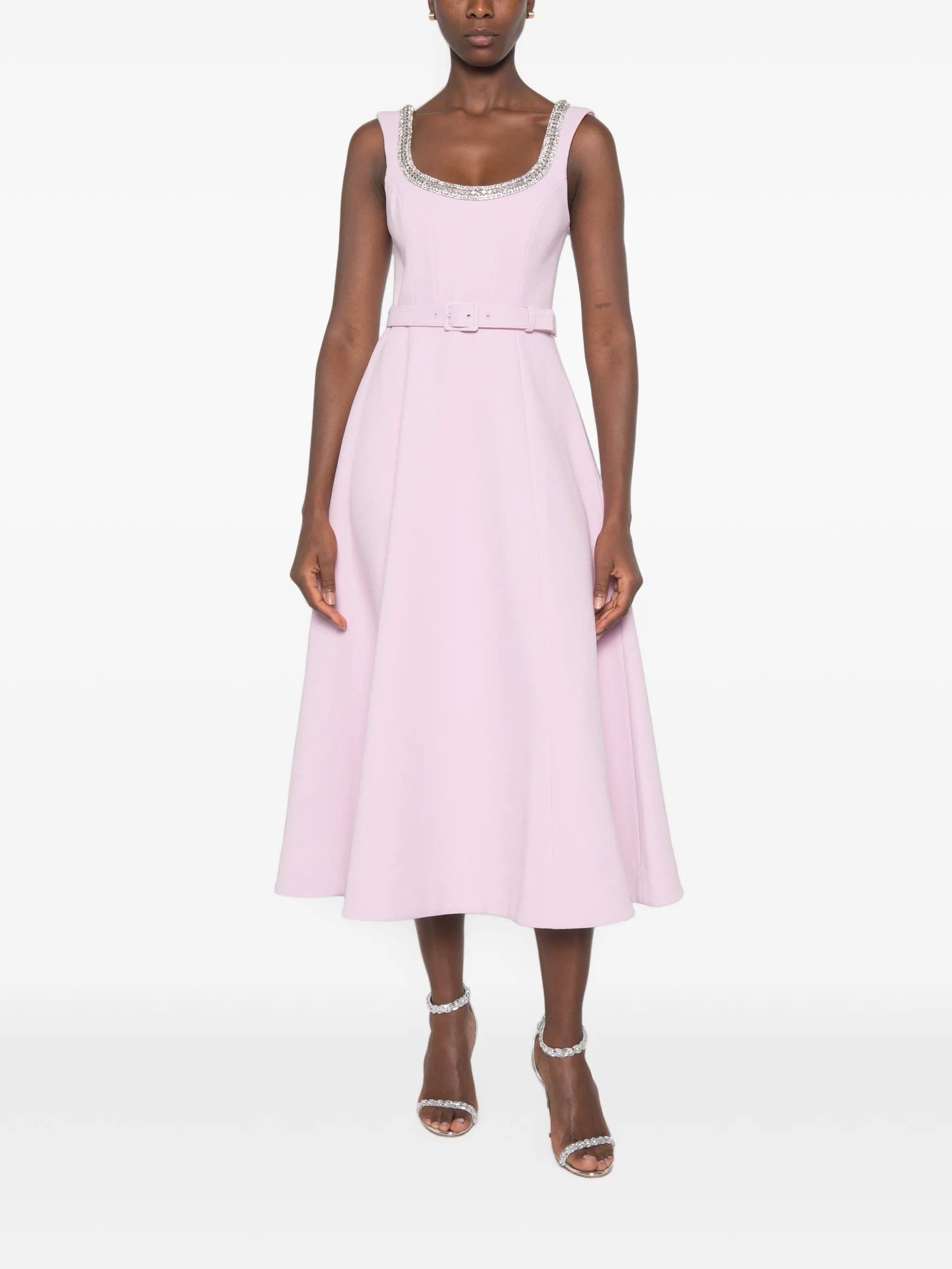 Rebecca Vallance Yolanda crystal - embellished belted midi dress