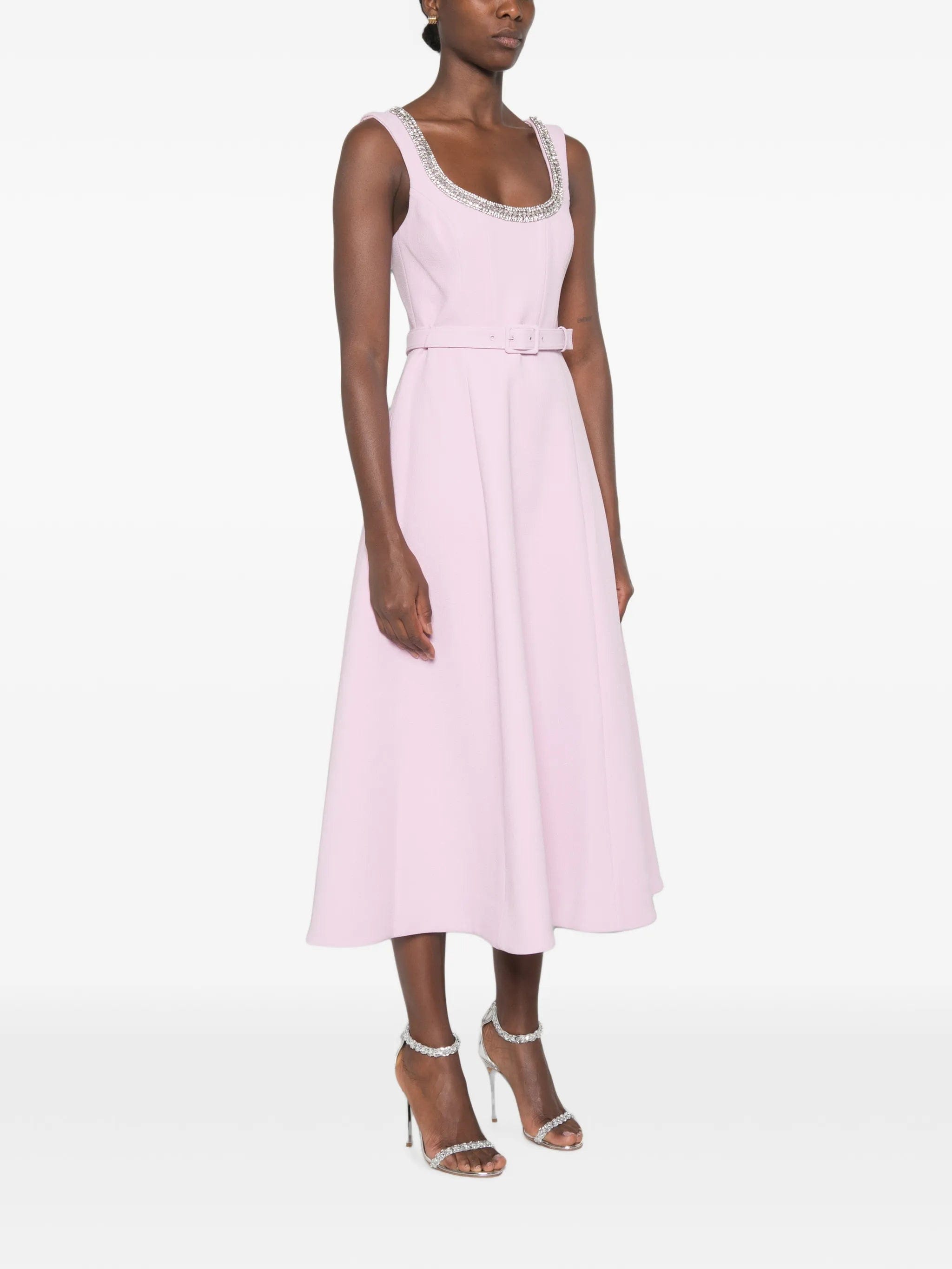 Rebecca Vallance Yolanda crystal - embellished belted midi dress