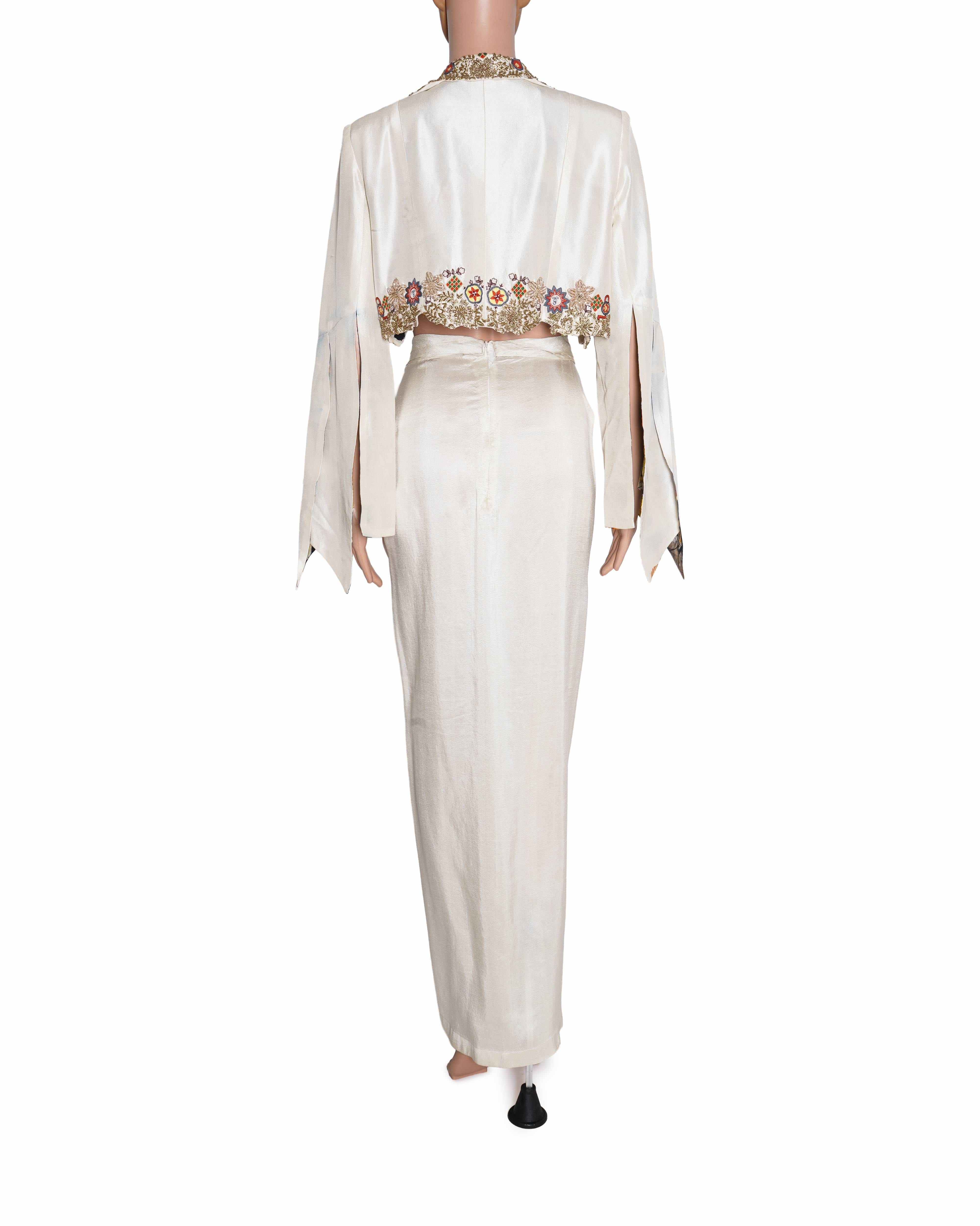 Anamika Khanna White Embroidered Jacket Paired With Skirt