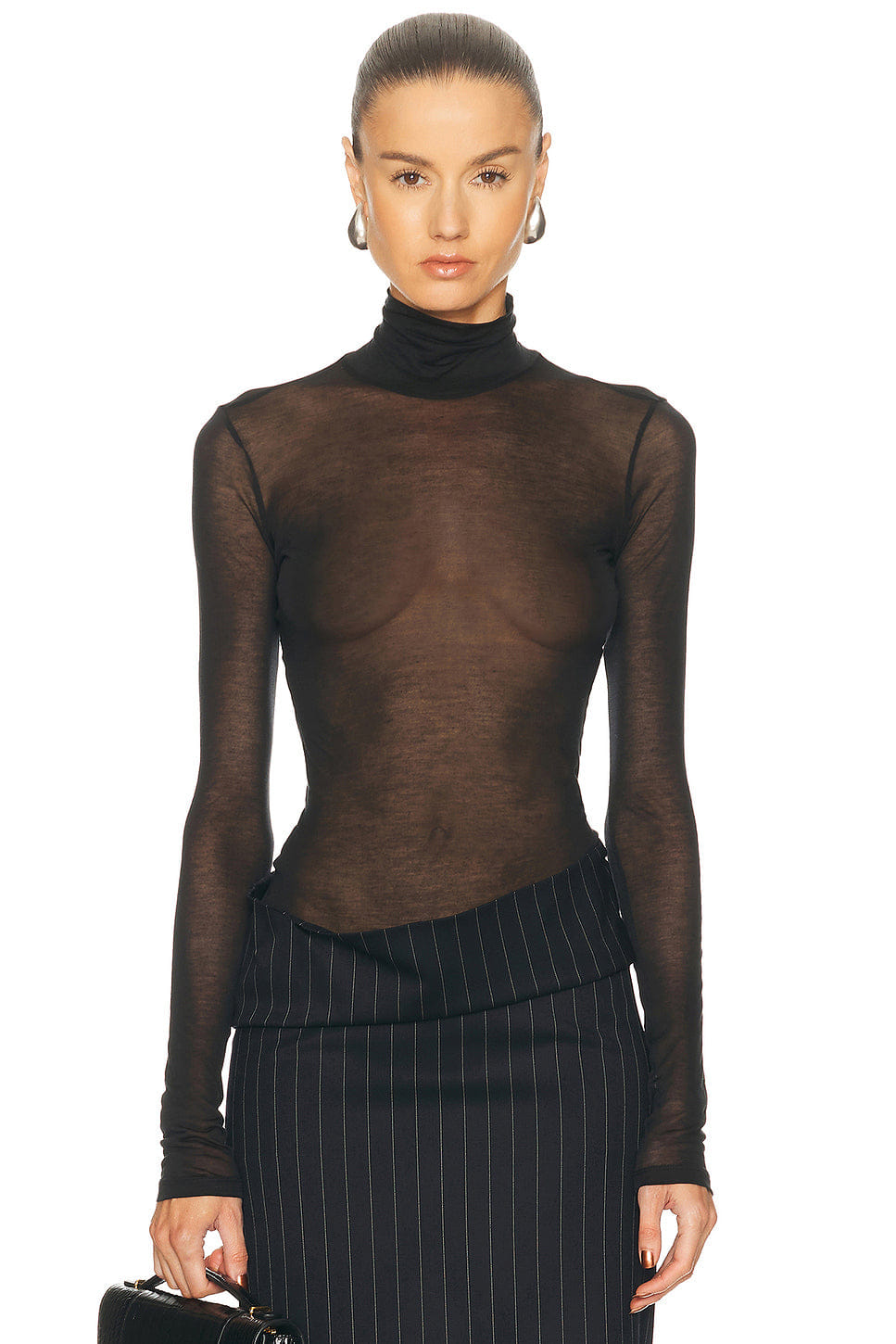 Mugler Turtleneck Jersey Top