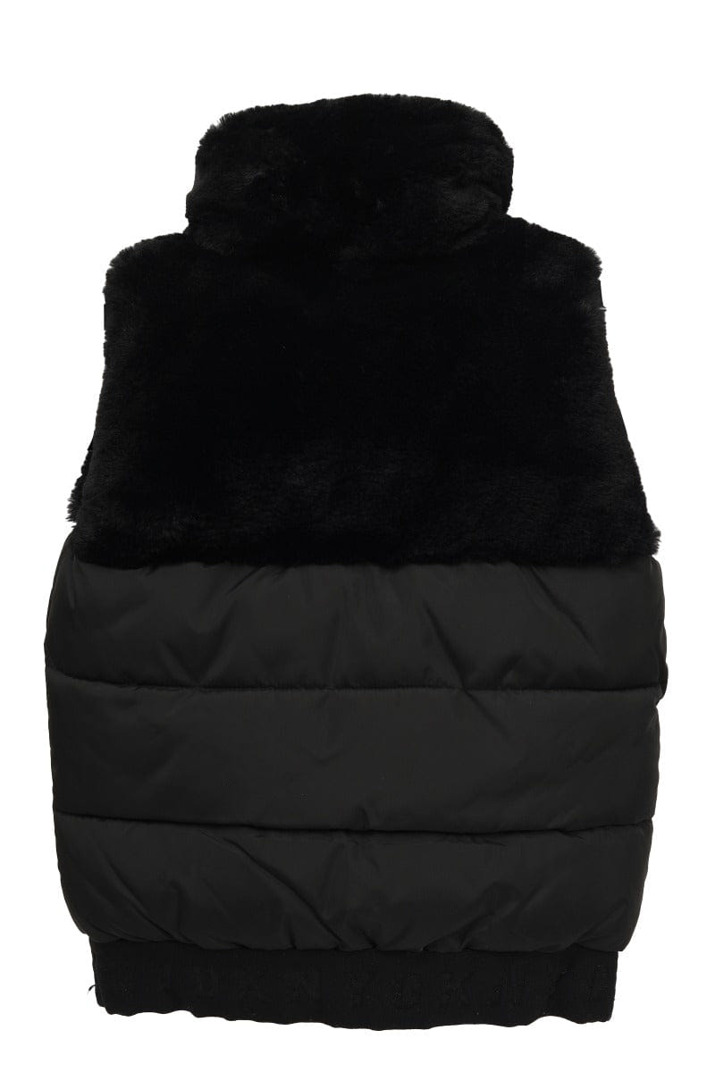 Dkny Kids 8 Years Black Faux Fur Puffer Jacket