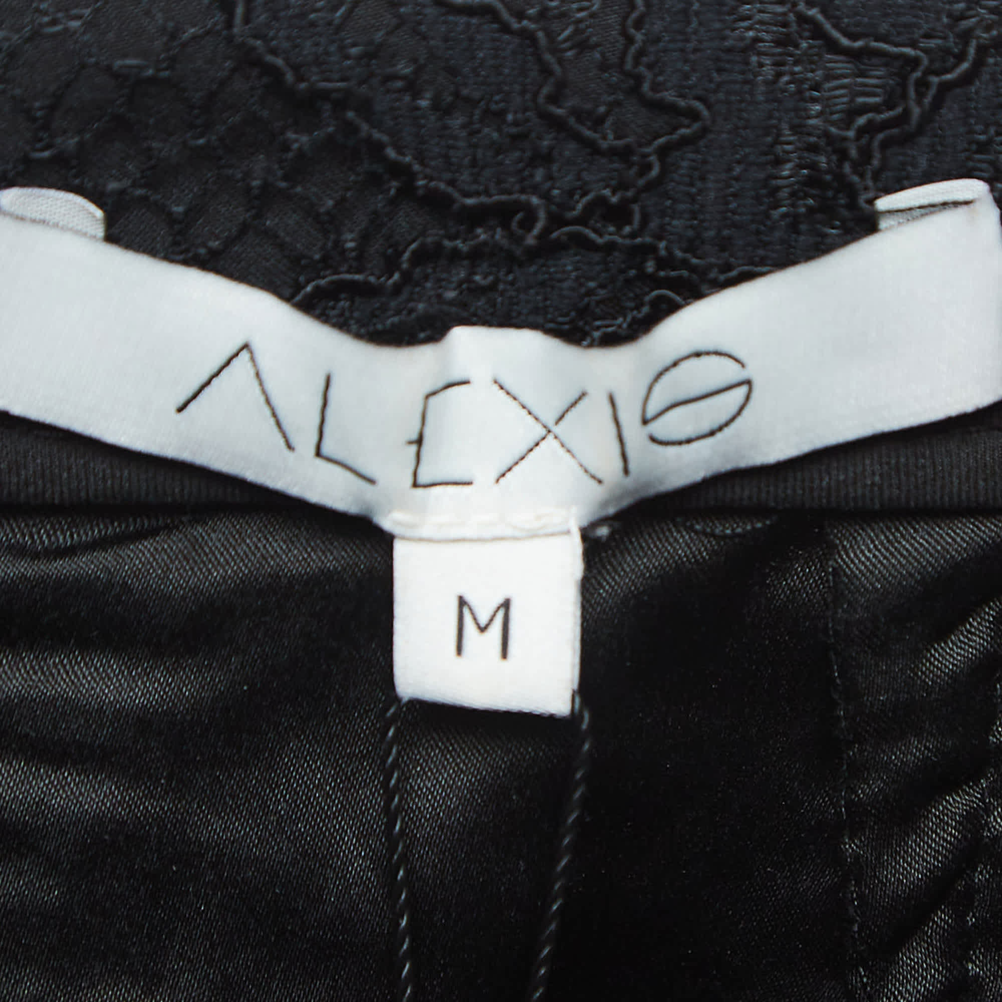 Alexis Black Brooch Embellished Lace Pencil Skirt