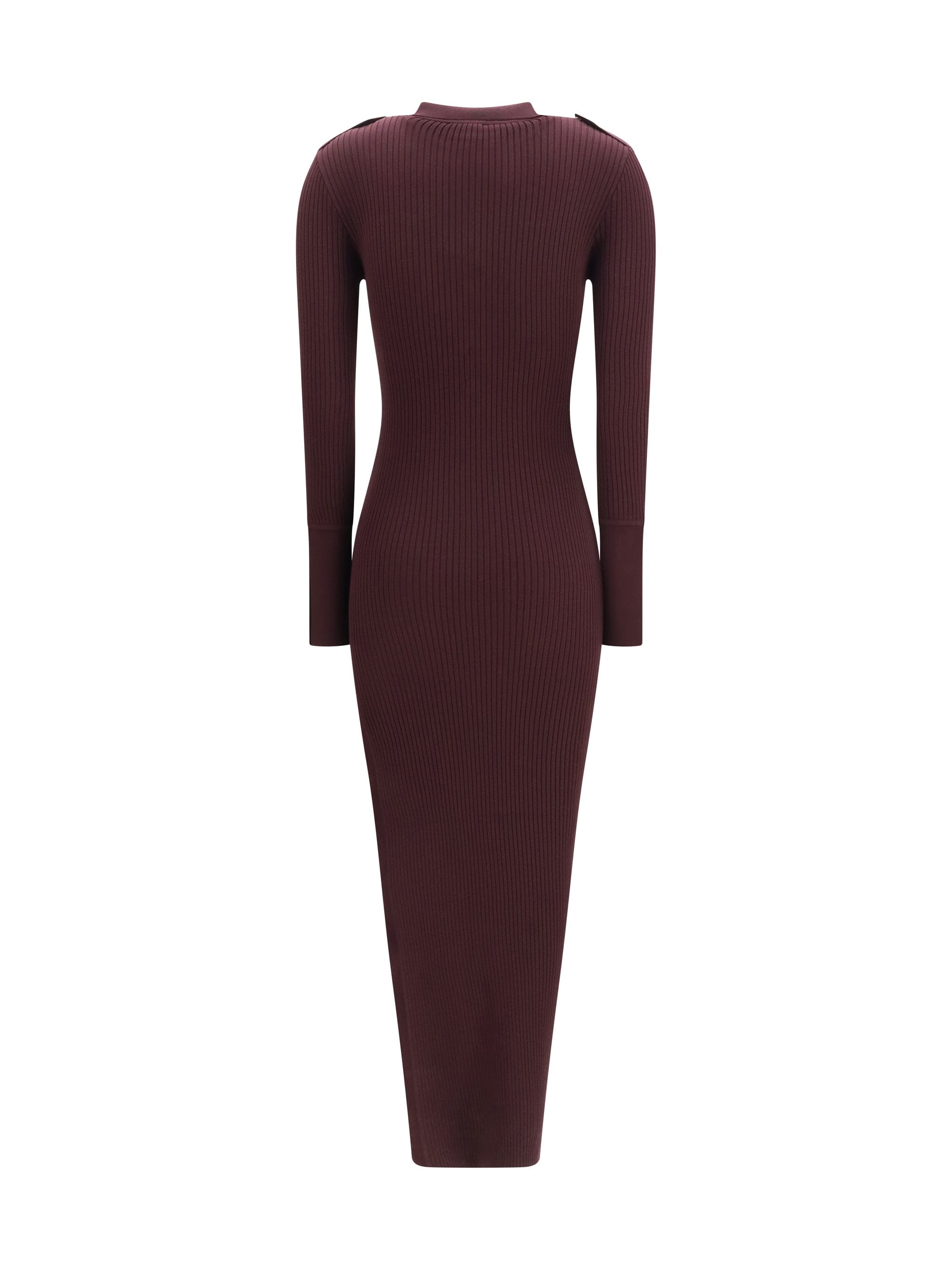CourrèGes Ribbed Knit Polo Dress — Burgundy