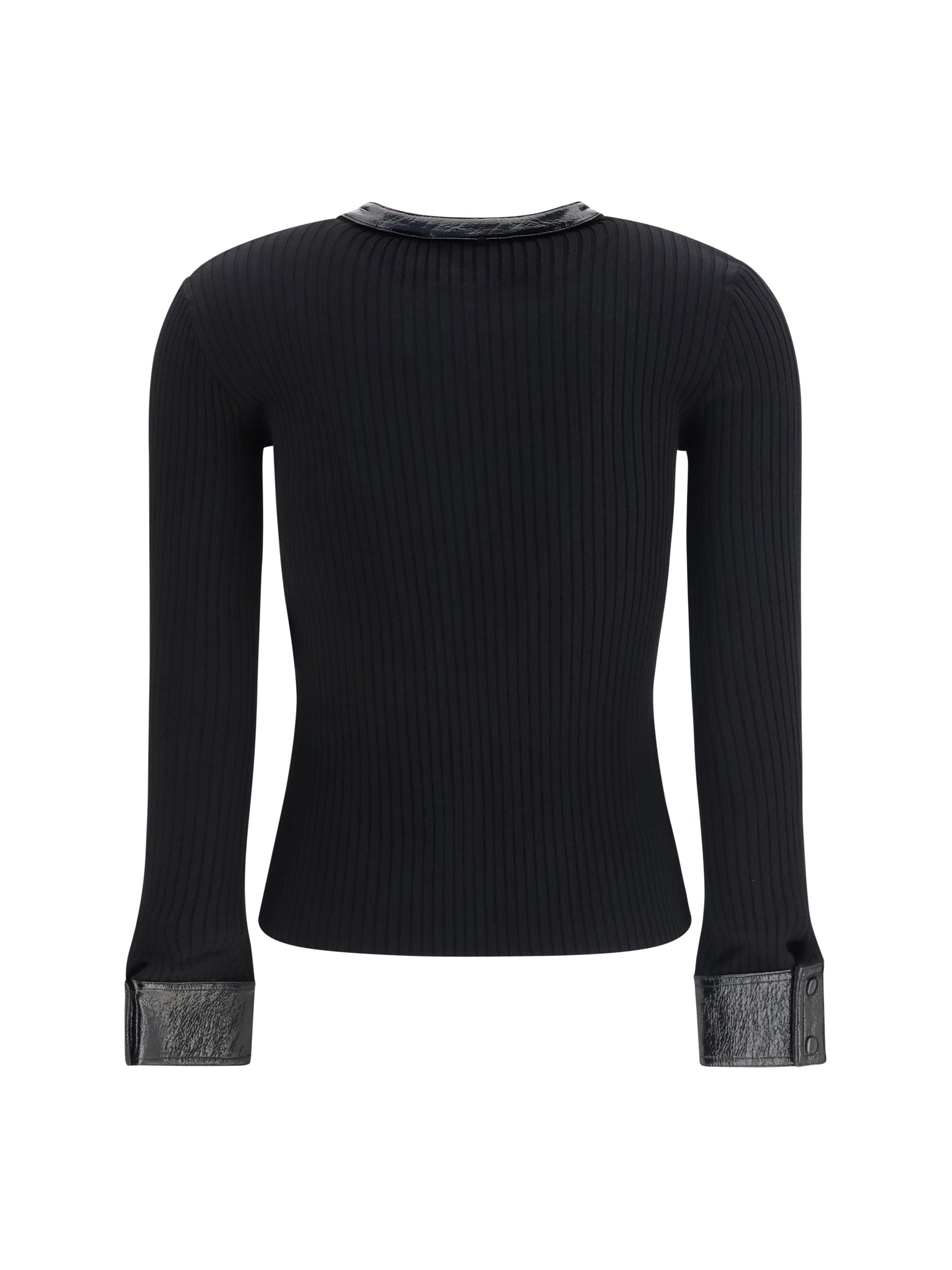 CourrèGes Vinyl And Knit Cardigan — Black
