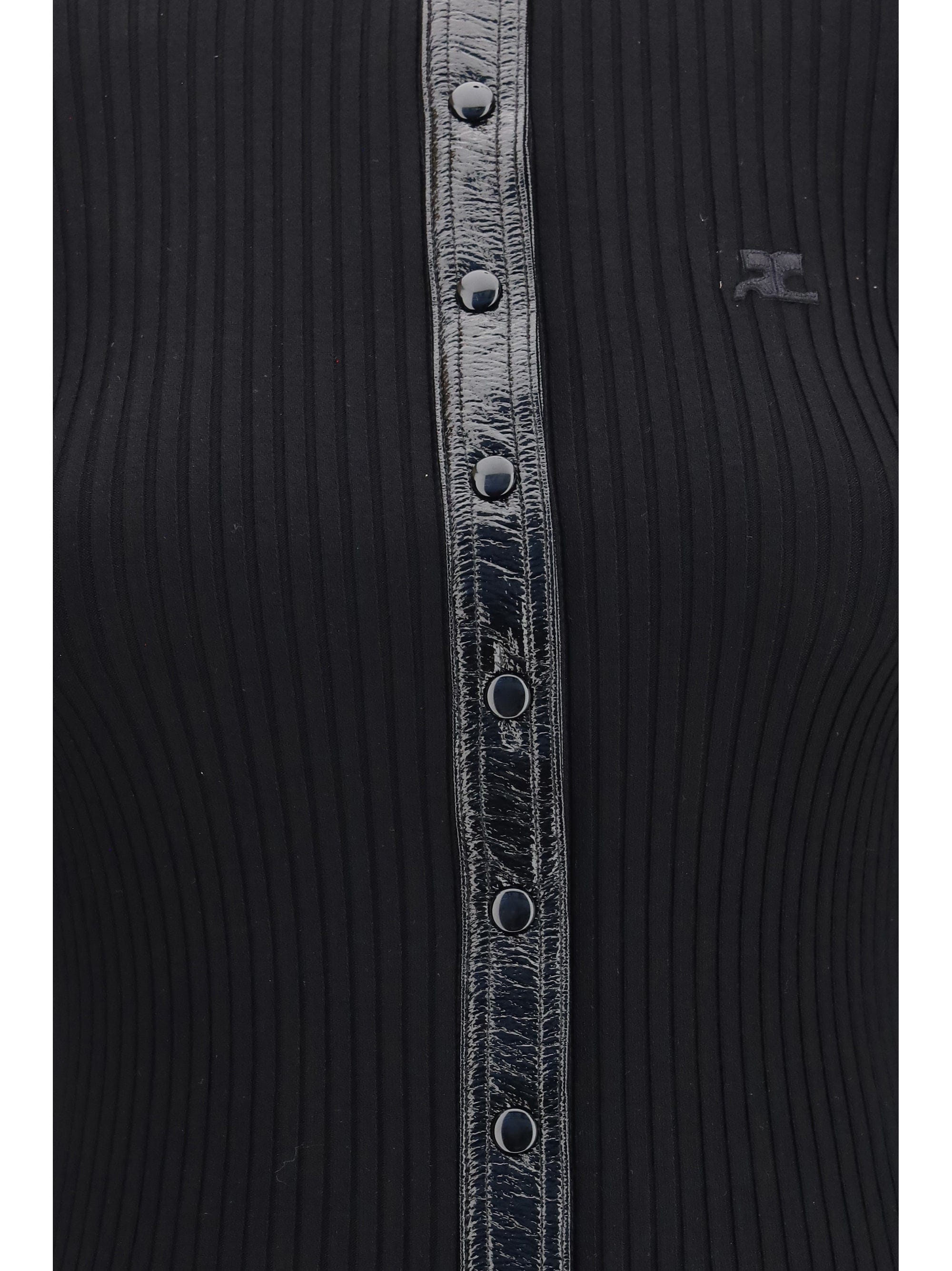 CourrèGes Vinyl And Knit Cardigan — Black