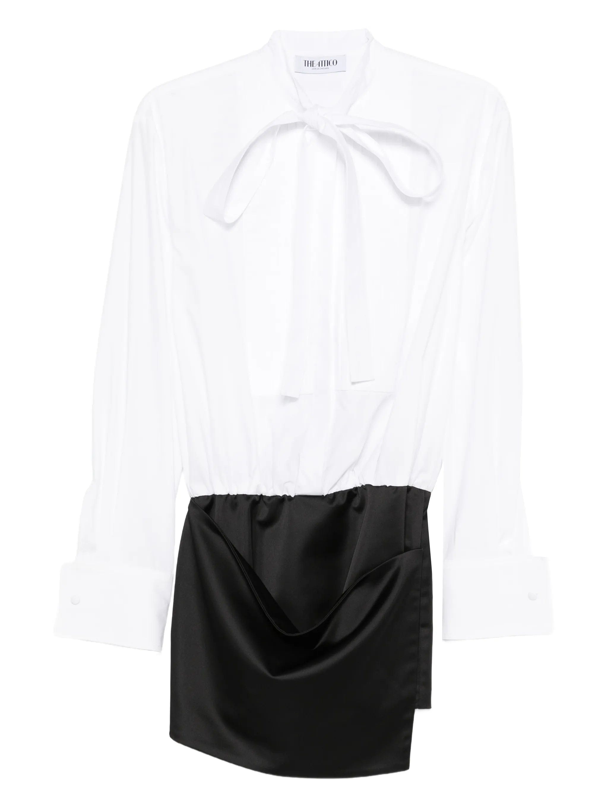 The Attico tie - neck long - sleeve mini dress